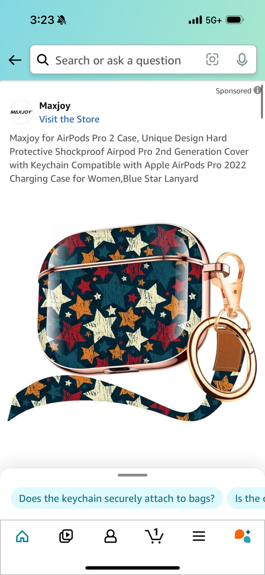 Maxjoy for AirPods Pro 2 Case, Unique Design Hard Protective Shockproof Airpod Pro 2nd Generation Cover with Keychain Compatible