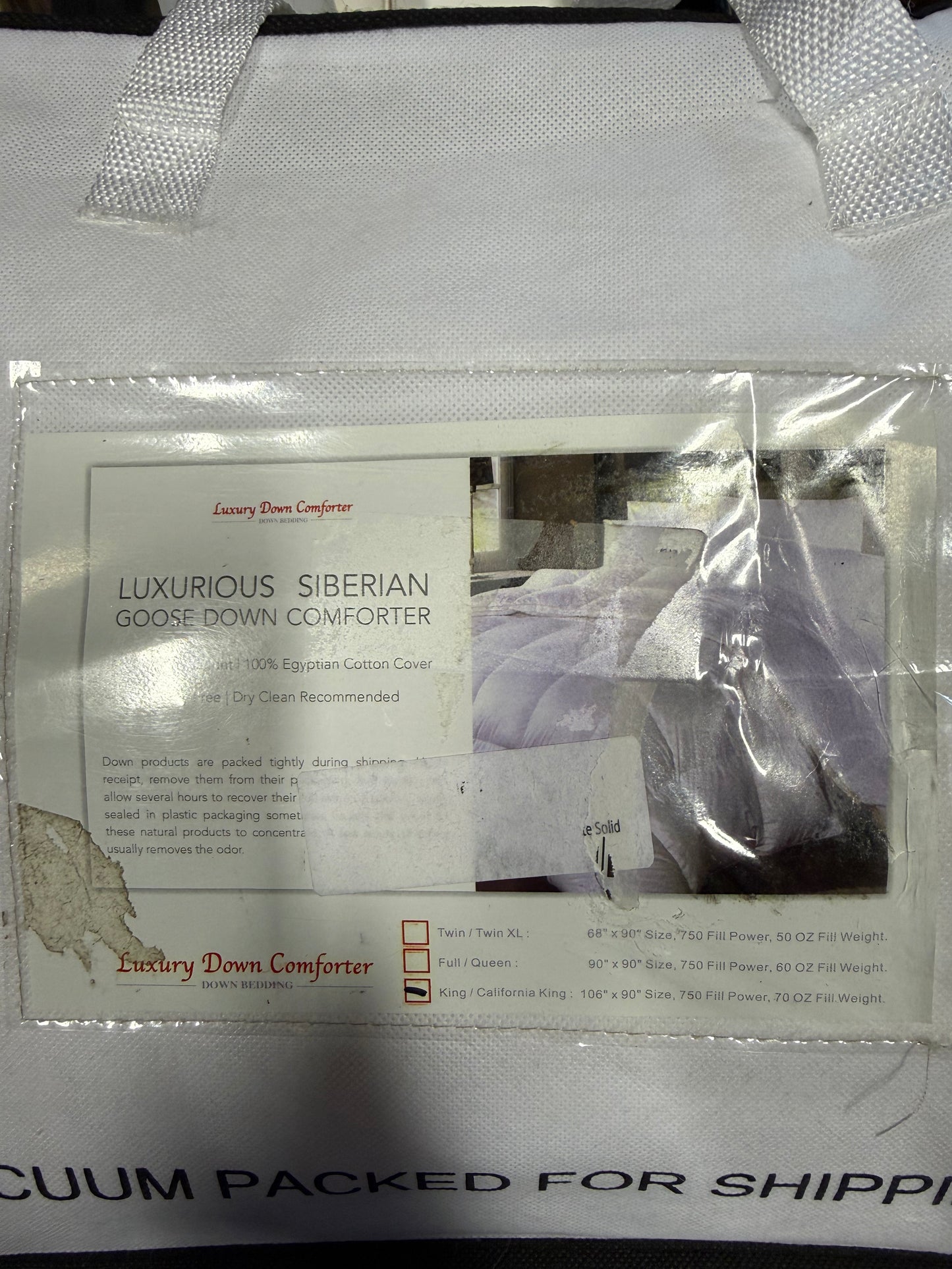 Luxurious Heavy King/California King Siberian Goose Down Comforter All-Season Duvet Insert, Premium Baffle Box, 1200 Thread Count 100% Egyptian Cotton, 70  oz Fill Weight,