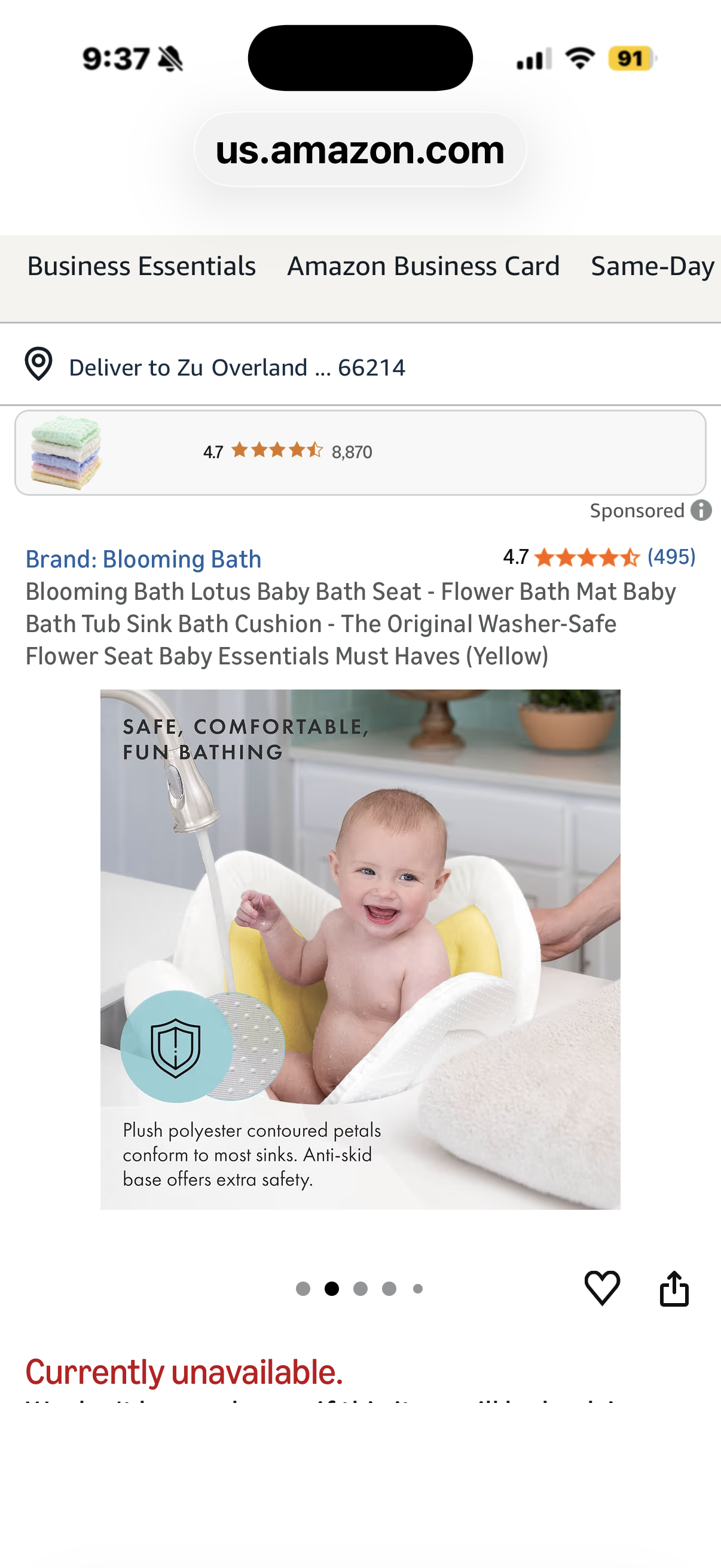 Blooming Bath Lotus Baby Bath Seat - Flower Bath Mat Baby Bath Tub Sink Bath Cushion - The Original Washer-Safe Flower Seat Baby Essentials Must Haves (Yellow)