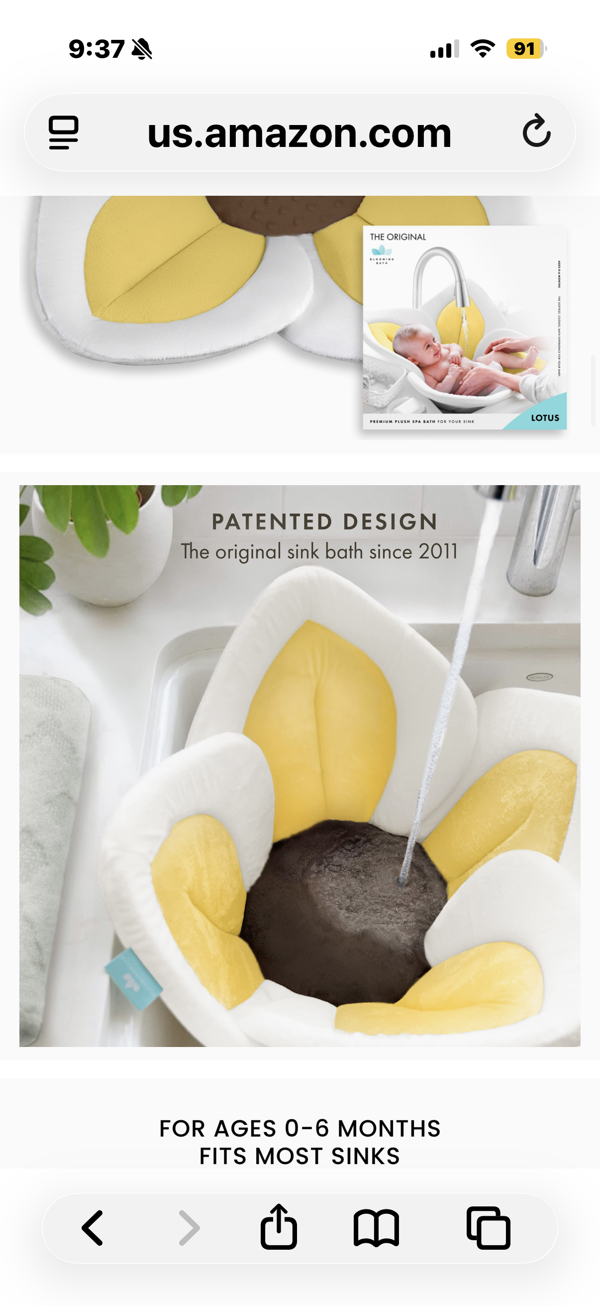 Blooming Bath Lotus Baby Bath Seat - Flower Bath Mat Baby Bath Tub Sink Bath Cushion - The Original Washer-Safe Flower Seat Baby Essentials Must Haves (Yellow)