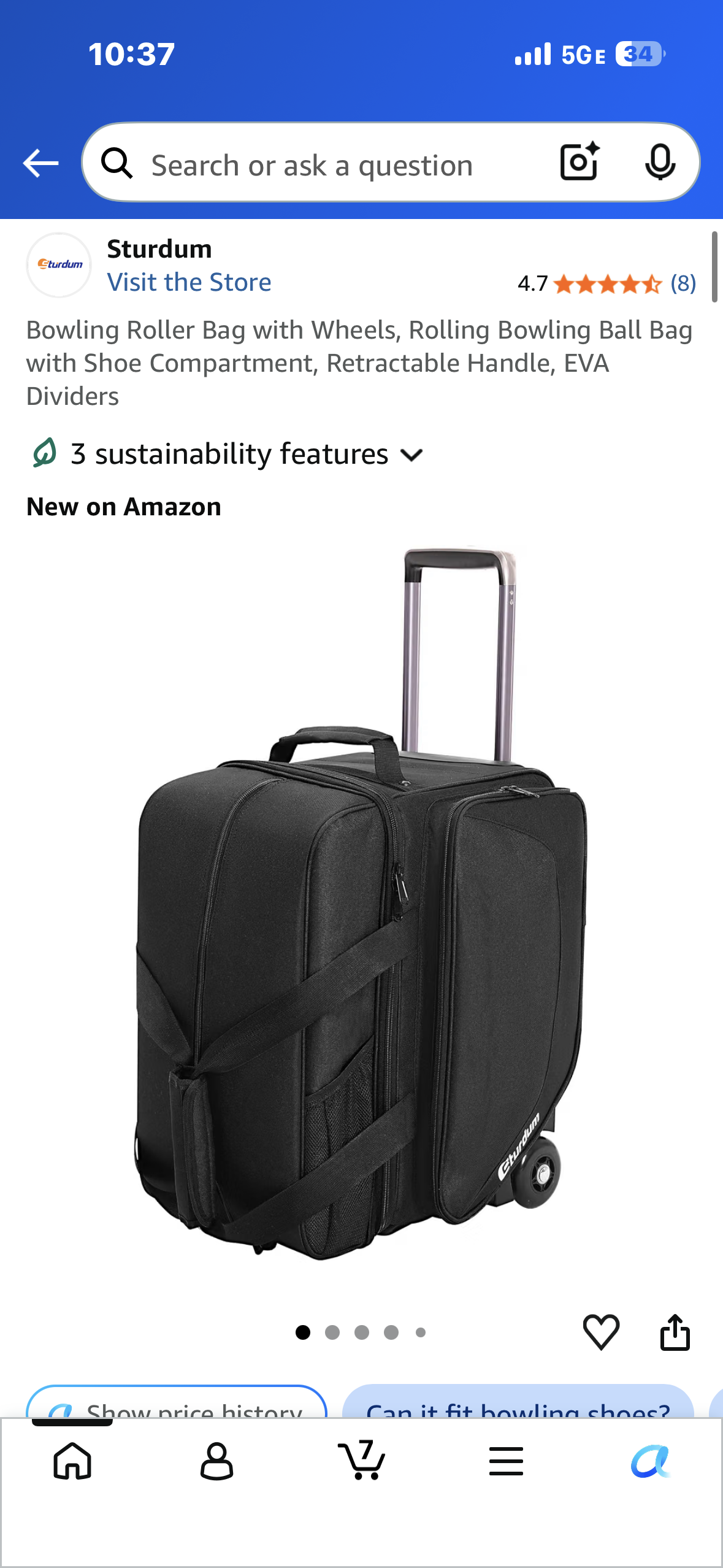 Bowling Roller Bag with Wheels, Rolling Bowling Ball Bag with Shoe Compartment, Retractable Handle, EVA Dividers