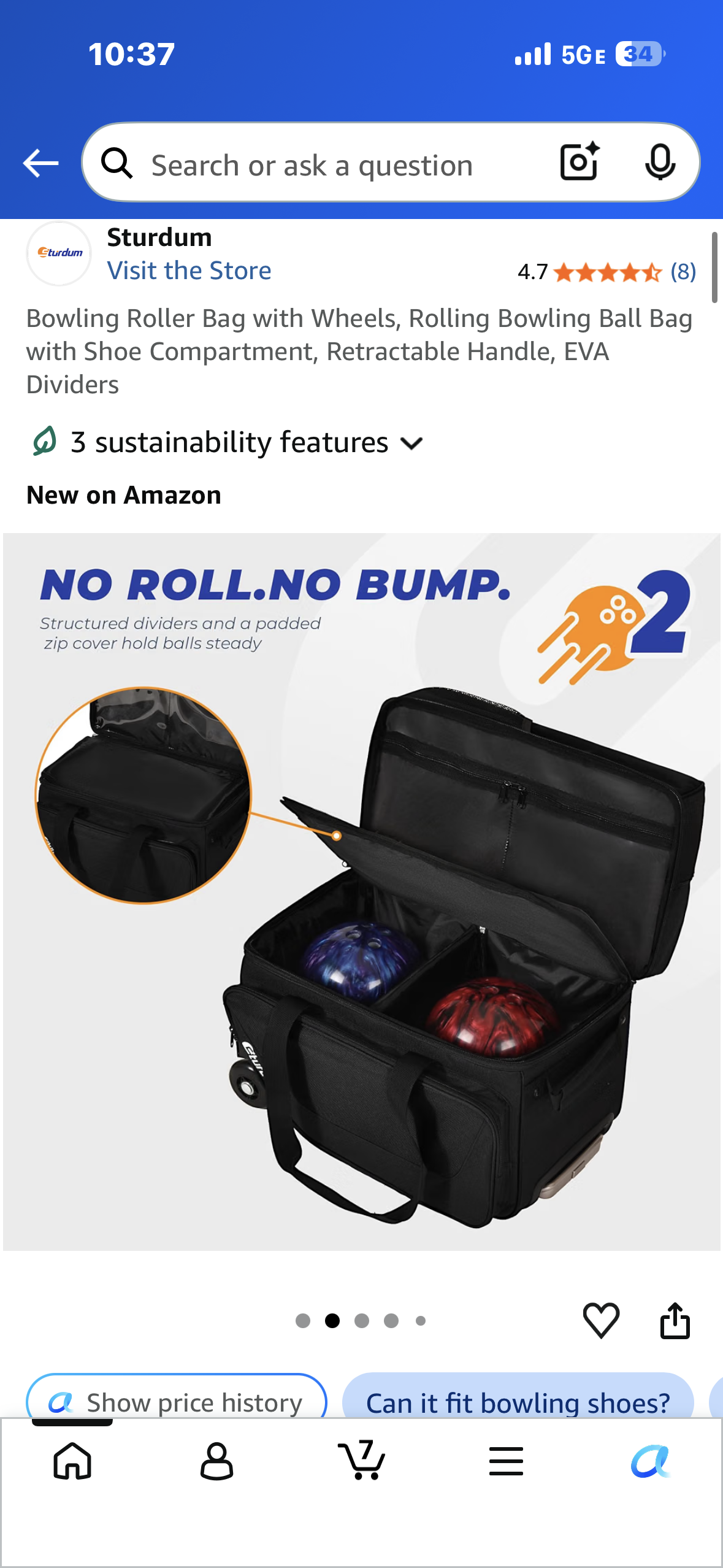 Bowling Roller Bag with Wheels, Rolling Bowling Ball Bag with Shoe Compartment, Retractable Handle, EVA Dividers