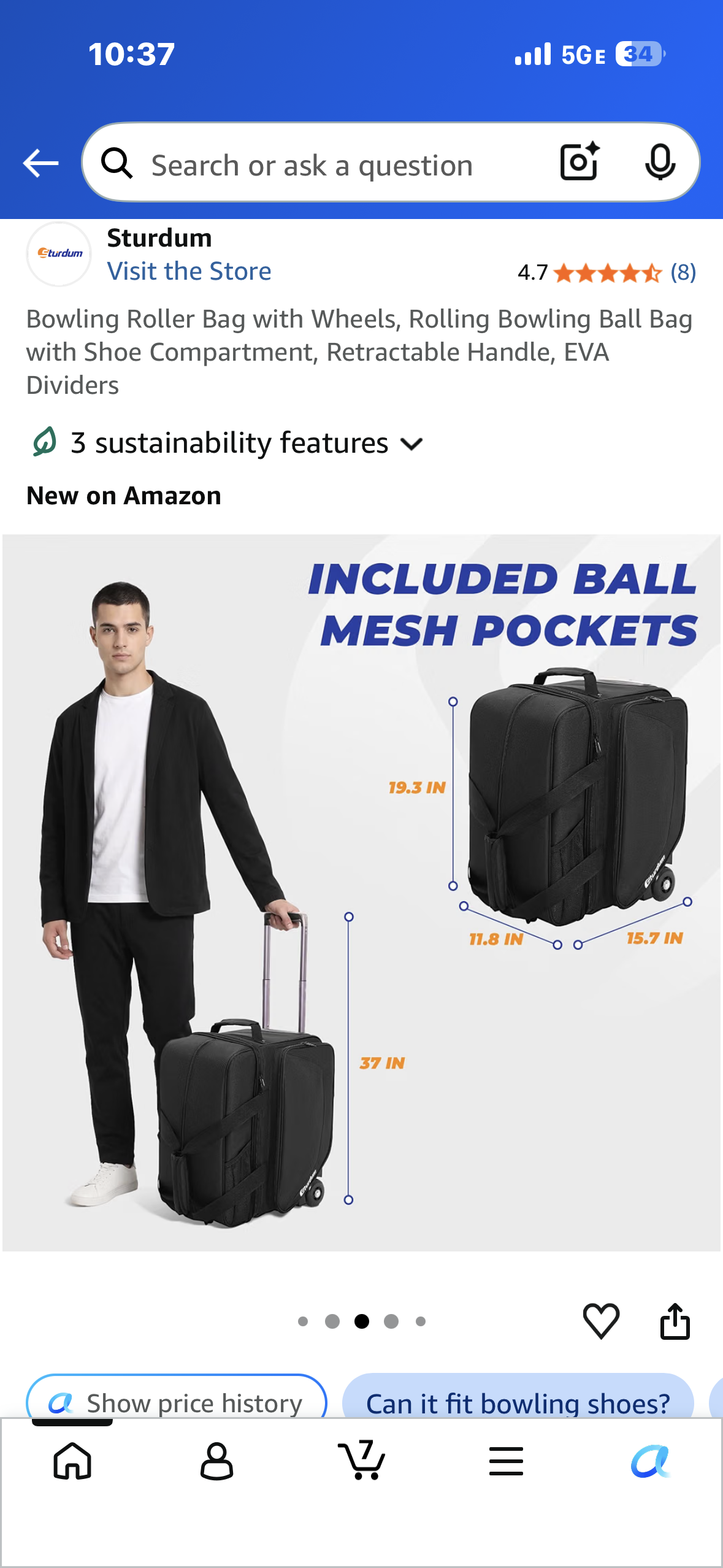Bowling Roller Bag with Wheels, Rolling Bowling Ball Bag with Shoe Compartment, Retractable Handle, EVA Dividers