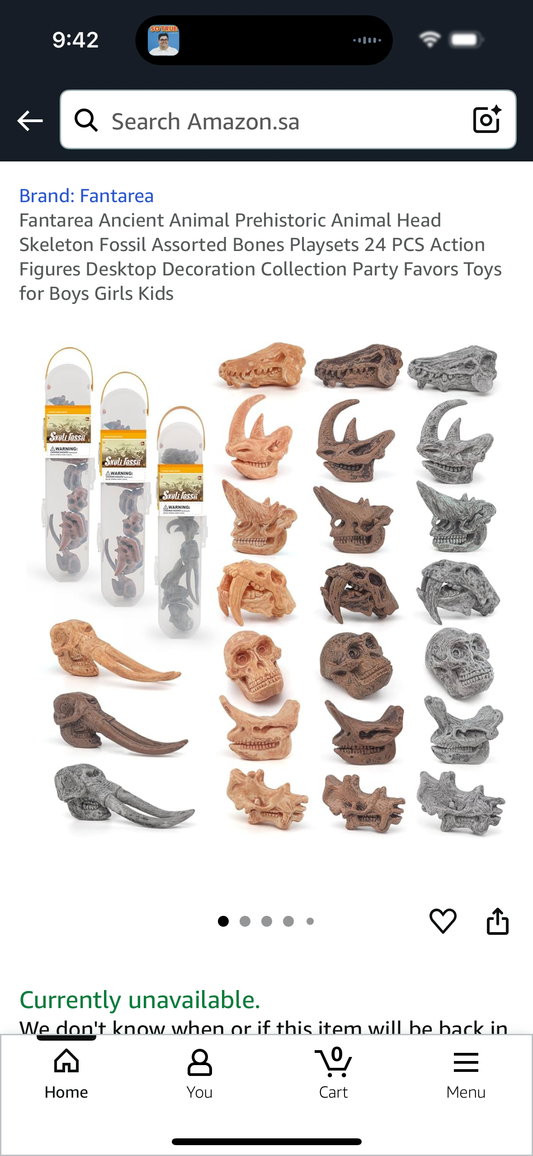 Fantarea Ancient Animal Prehistoric Animal Head Skeleton Fossil Assorted Bones Playsets 24 PCS Action Figures Desktop Decoration Collection Party Favors Toys for Boys Girls Kids