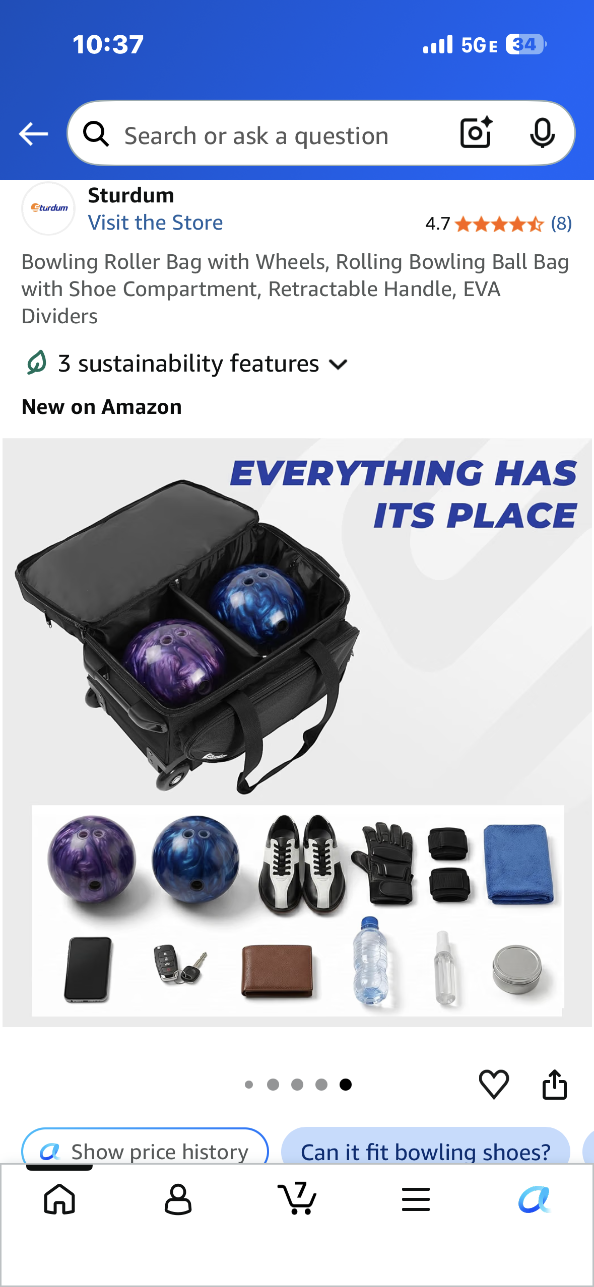 Bowling Roller Bag with Wheels, Rolling Bowling Ball Bag with Shoe Compartment, Retractable Handle, EVA Dividers