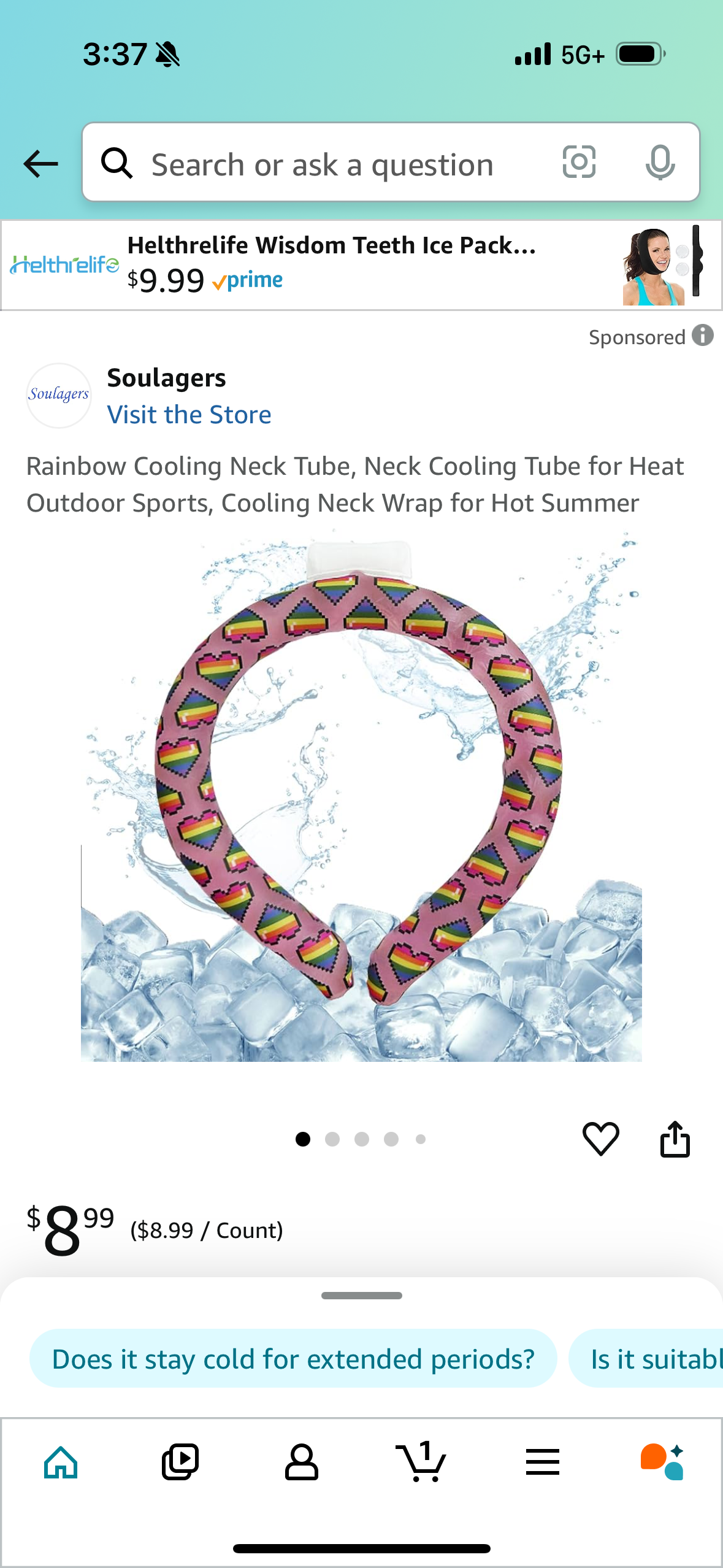 Rainbow Cooling Neck Tube, Neck Cooling Tube for Heat Outdoor Sports, Cooling Neck Wrap for Hot Summer