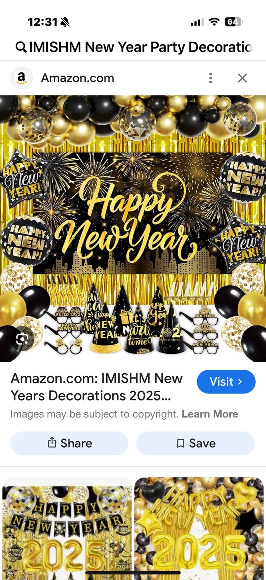 New Year Party Decorations  Eve Supplies, Black & Gold Balloons, Banners & Kits