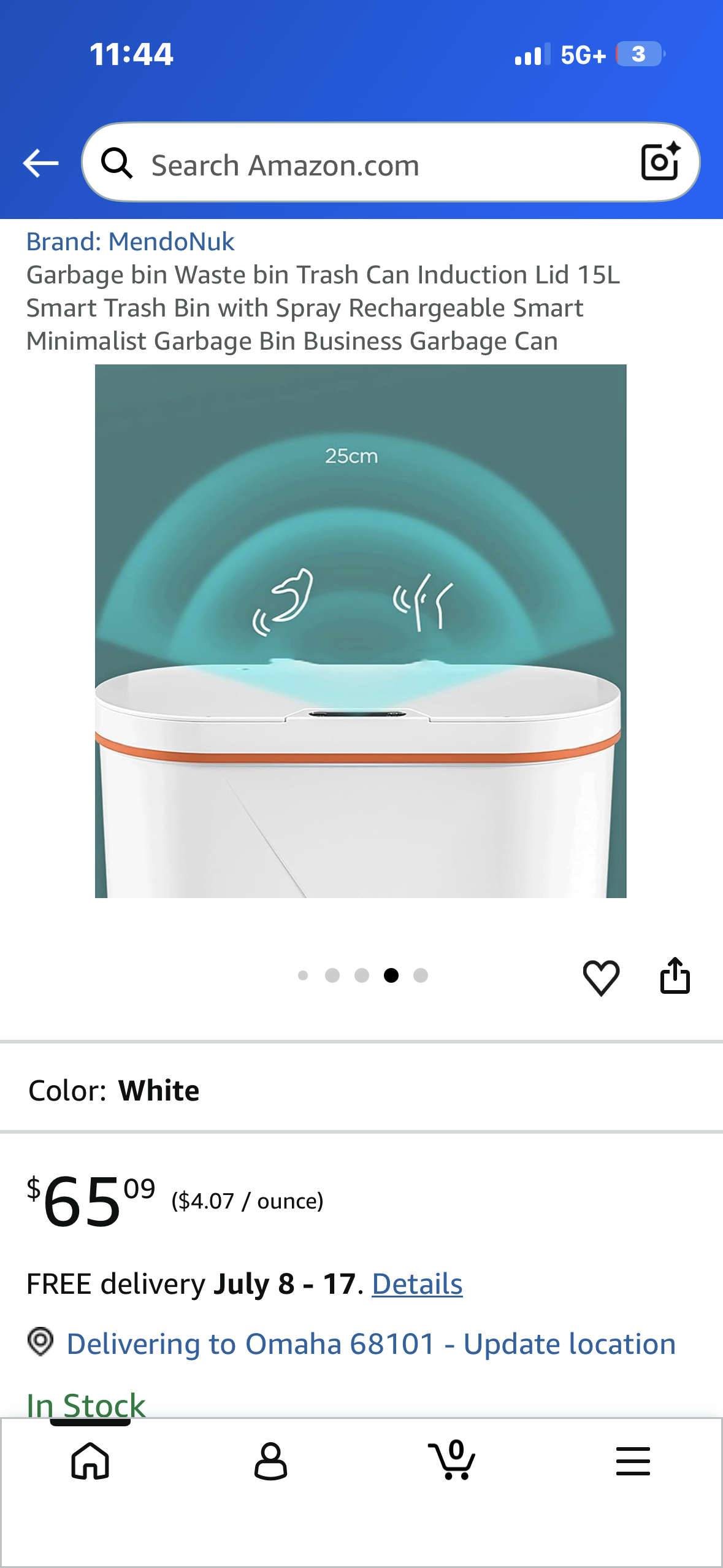 Waste Bin with Induction Lid, 15L Smart Trash Bin with Spray, Rechargeable, Smart Minimalist Garbage Bin