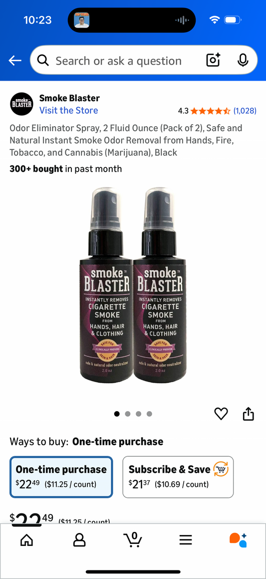 Odor Eliminator Spray, 2 Fluid Ounce (Pack of 2), Safe and Natural Instant Smoke Odor Removal from Hands, Fire, Tobacco, and Cannabis (Marijuana), Black