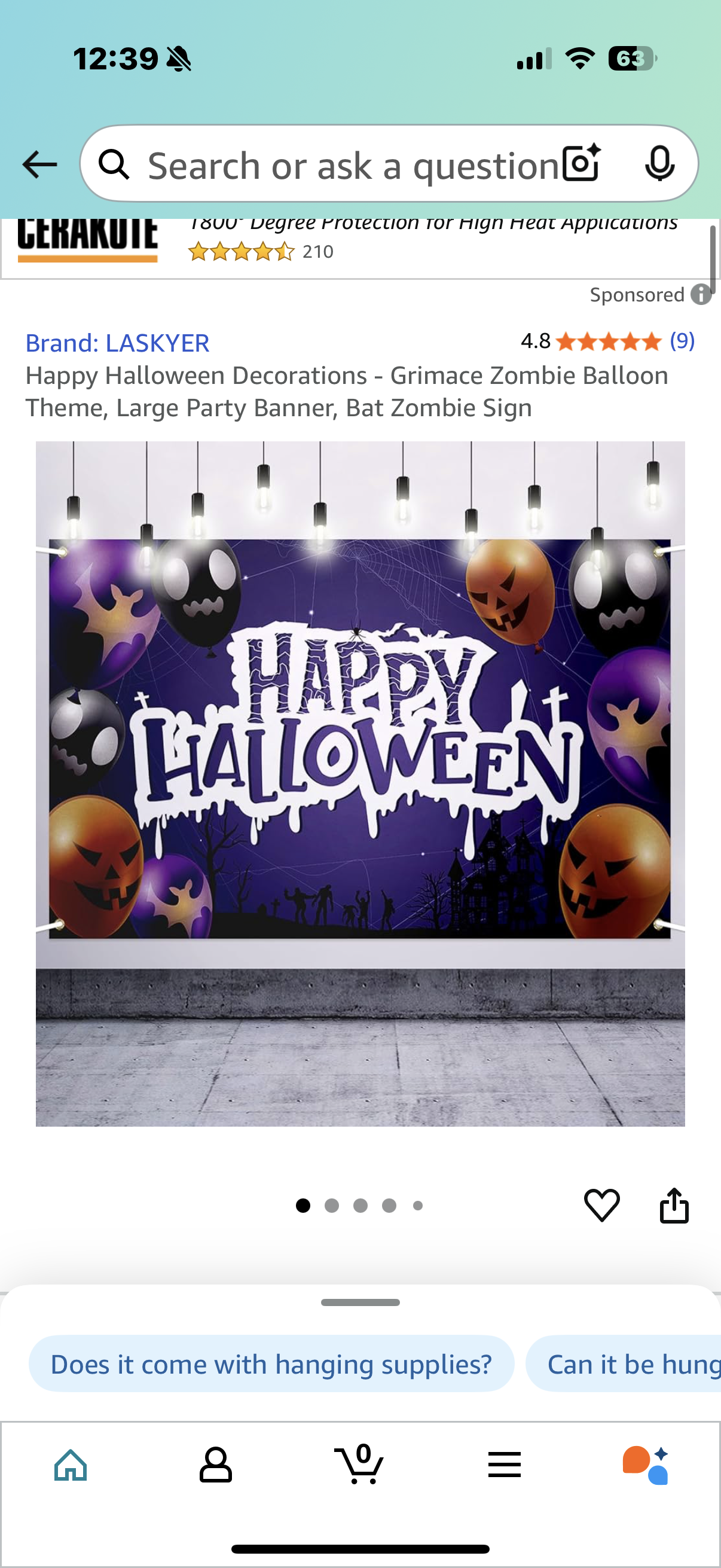 Happy Halloween Decorations - Grimace Zombie Balloon Theme, Large Party Banner, Bat Zombie Sign