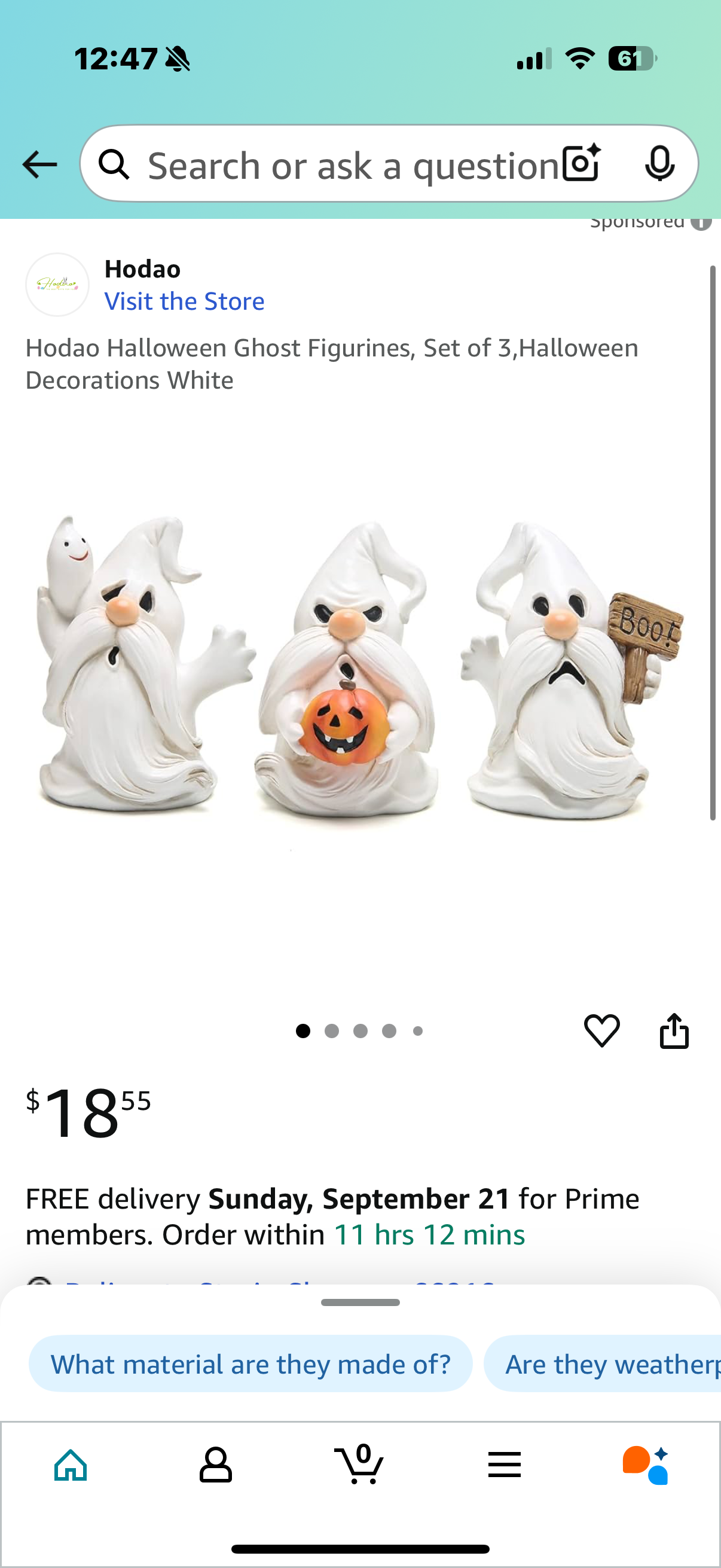 Hodao Halloween Ghost Figurines, Set of 3,Halloween Decorations White
