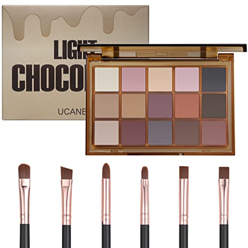 Kaynest Matte Eyeshadow Palette with Makeup Brushs Set, 15 Colors Basics Nude Eyeshadow Makeup Palette, Highly Pigmented Waterproof Smoky Eyeshadow Kit, Natural and Velvety Texture, 0.38 Ounce