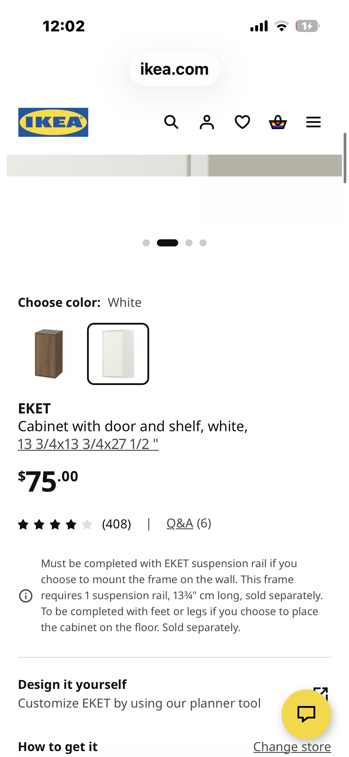 IKEA JOSEF Cabinet with door and shelf, white