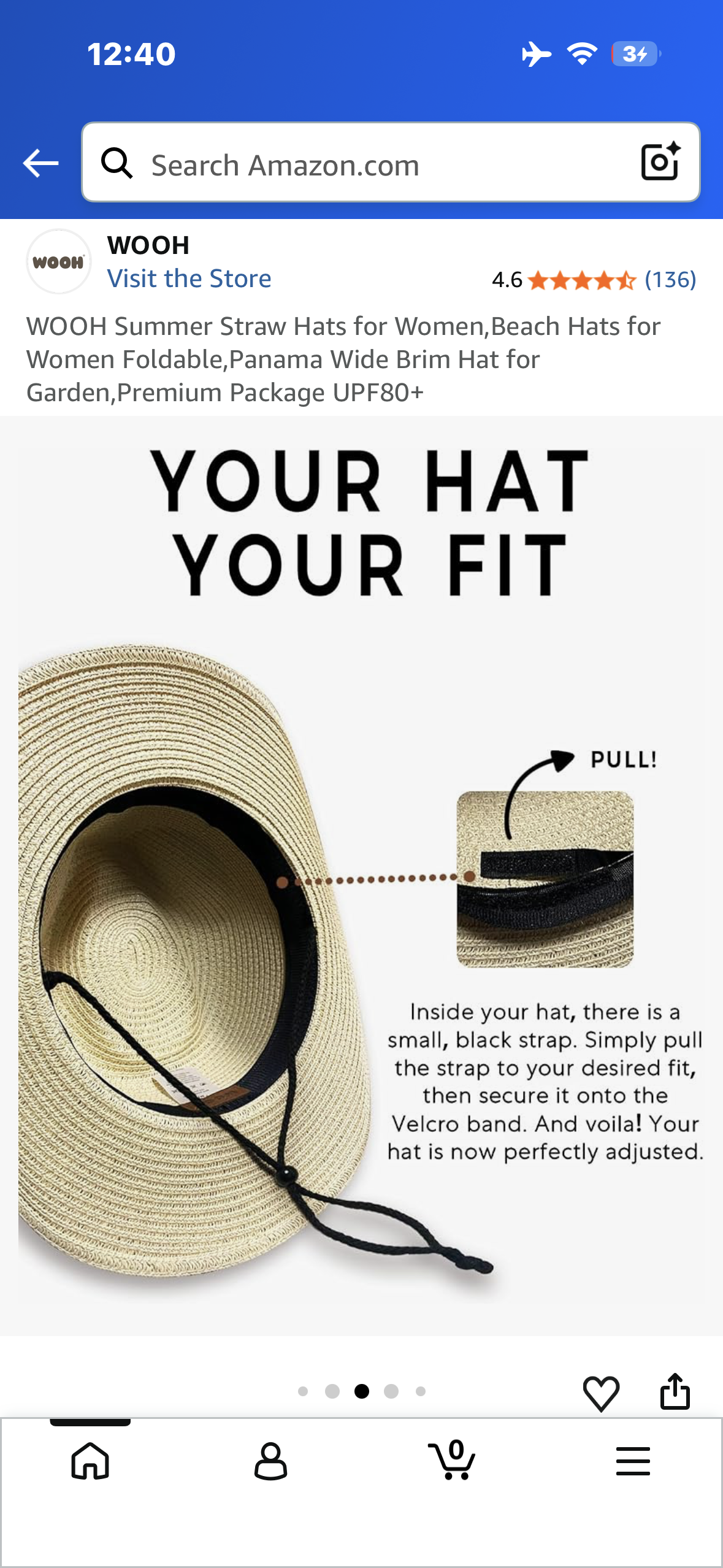 WOOH Summer Straw Hats for Women, Beach Hats for Women Foldable,Panama Wide Brim Hat for Garden,Premium Package UPF80+