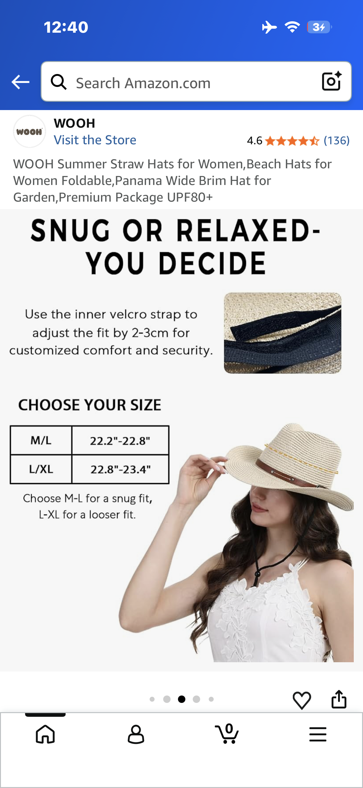 WOOH Summer Straw Hats for Women, Beach Hats for Women Foldable,Panama Wide Brim Hat for Garden,Premium Package UPF80+