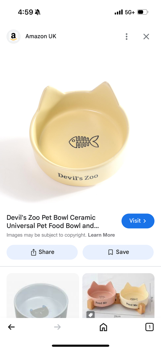 Devil's Zoo Premium Ceramic Cat Food Bowl - Perfect for Water and Food - Ideal for Indoor Cats - Stylish and Functional Bowls (Yellow)