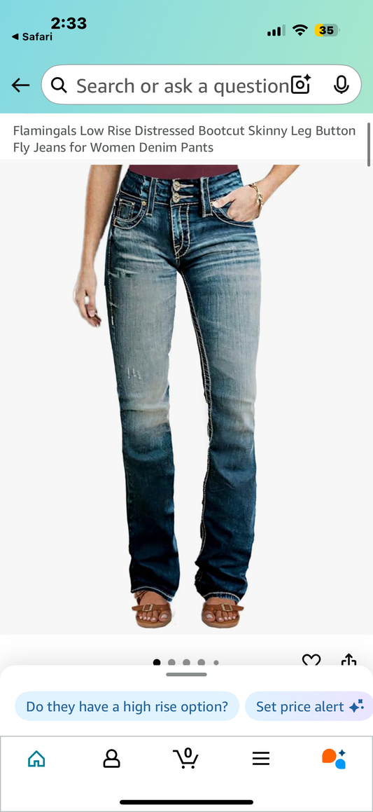 Flamingals Low Rise Distressed Bootcut Skinny Leg Button Fly Jeans for Women Denim Pants Dusk Pure Dark Blue (Size Medium )