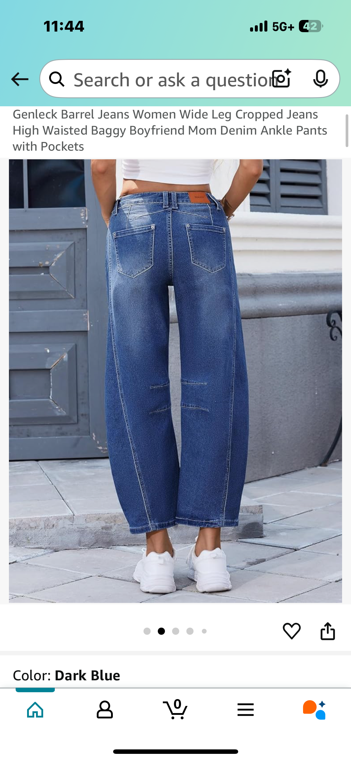 Genleck Barrel Jeans Women Wide Leg Cropped Jeans High Waisted Baggy Boyfriend Mom Denim Ankle Pants with Pockets