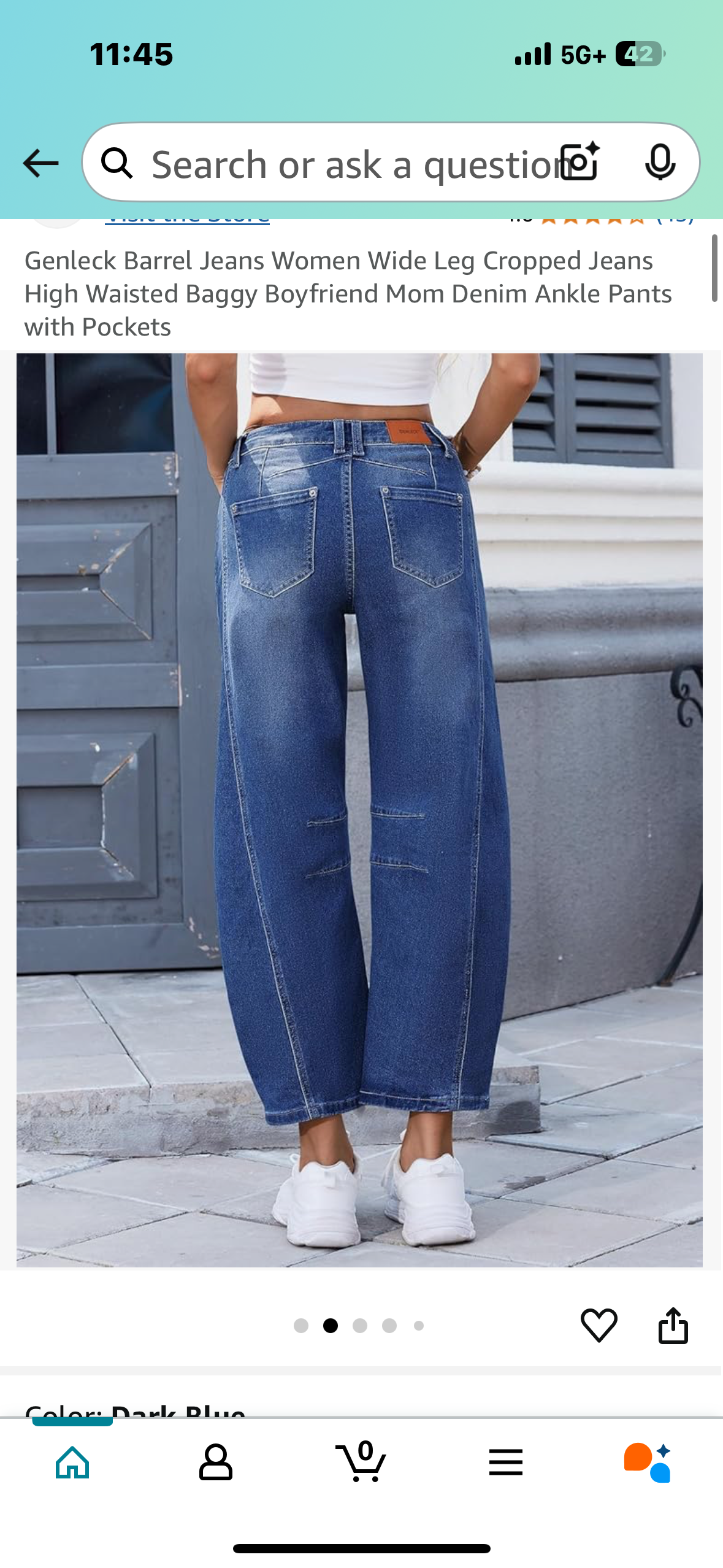 Genleck Barrel Jeans Women Wide Leg Cropped Jeans High Waisted Baggy Boyfriend Mom Denim Ankle Pants with Pockets