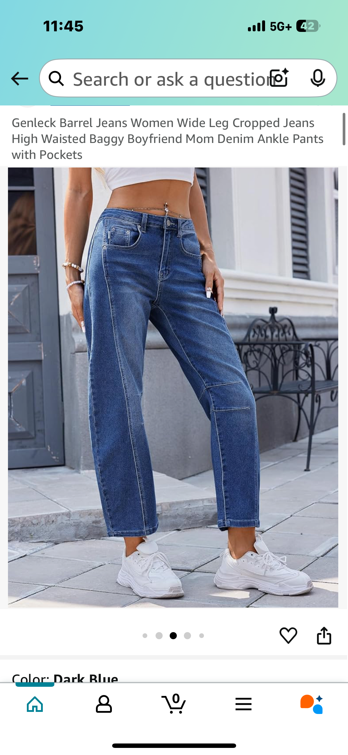 Genleck Barrel Jeans Women Wide Leg Cropped Jeans High Waisted Baggy Boyfriend Mom Denim Ankle Pants with Pockets
