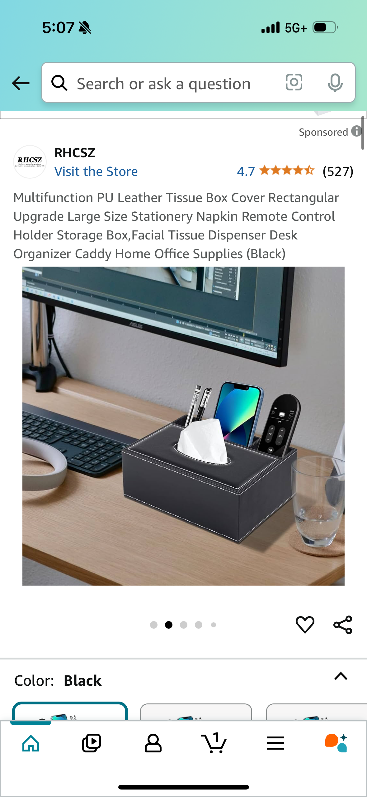 Multifunction PU Leather Tissue Box Cover Rectangular Upgrade Large Size Stationery Napkin Remote Control Holder Storage Box,Facial Tissue Dispenser Desk Organizer Caddy Home Office Supplies (Black)