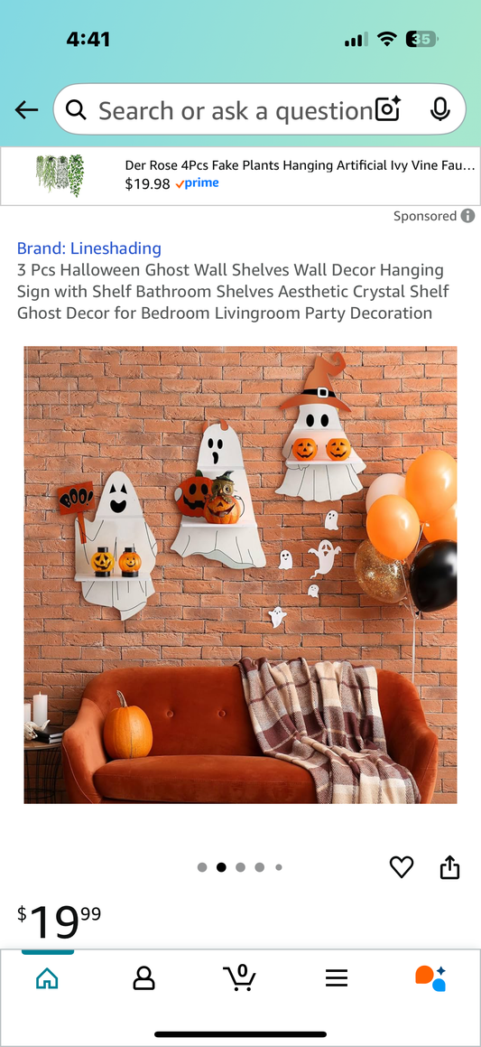 3 Pcs Halloween Ghost Wall Shelves Wall Decor Hanging Sign with Shelf Bathroom Shelves Aesthetic Crystal Shelf Ghost Decor for Bedroom Livingroom Party Decoration