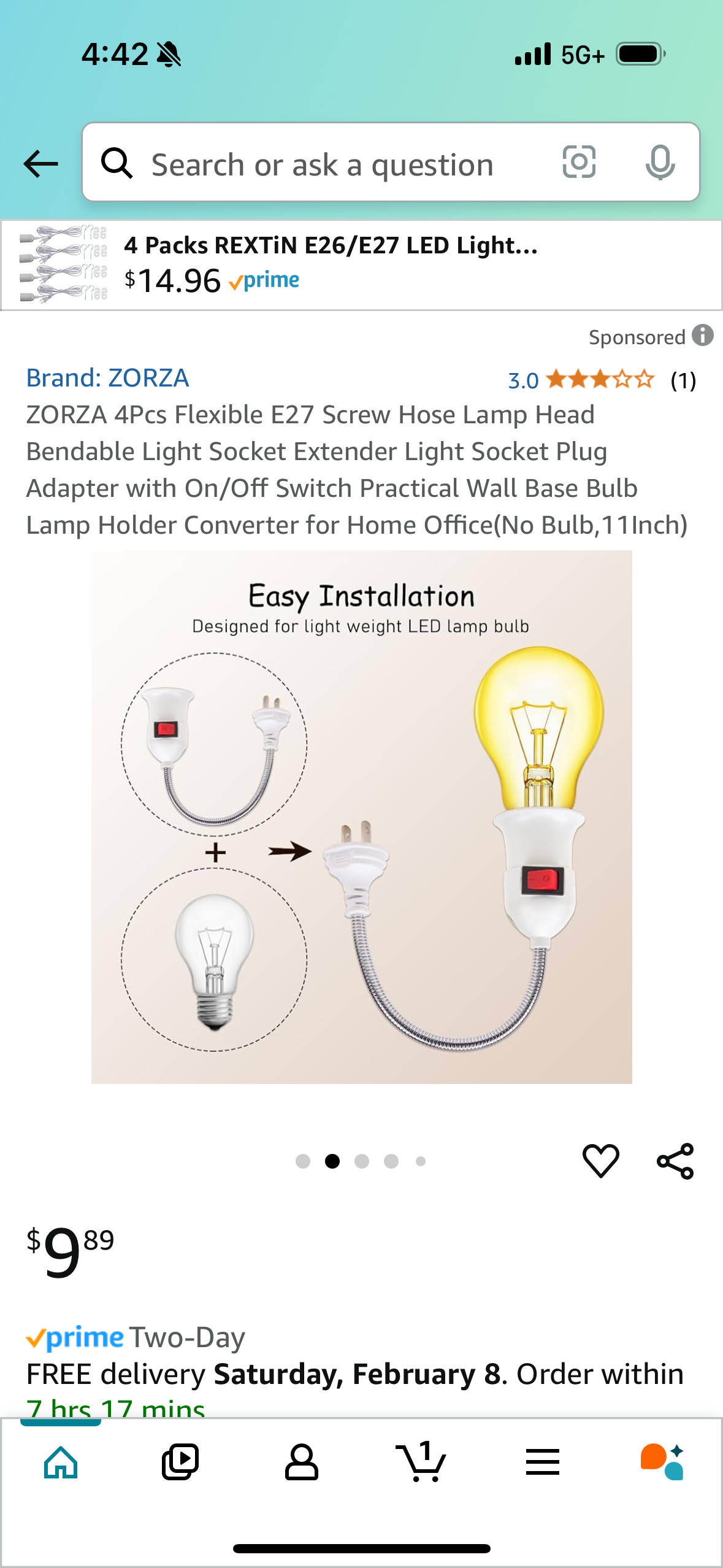 ZORZA 4Pcs Flexible E27 Screw Hose Lamp Head Bendable Light Socket Extender Light Socket Plug Adapter with On/Off Switch Practical Wall Base Bulb Lamp Holder Converter for Home Office(No Bulb,11Inch)