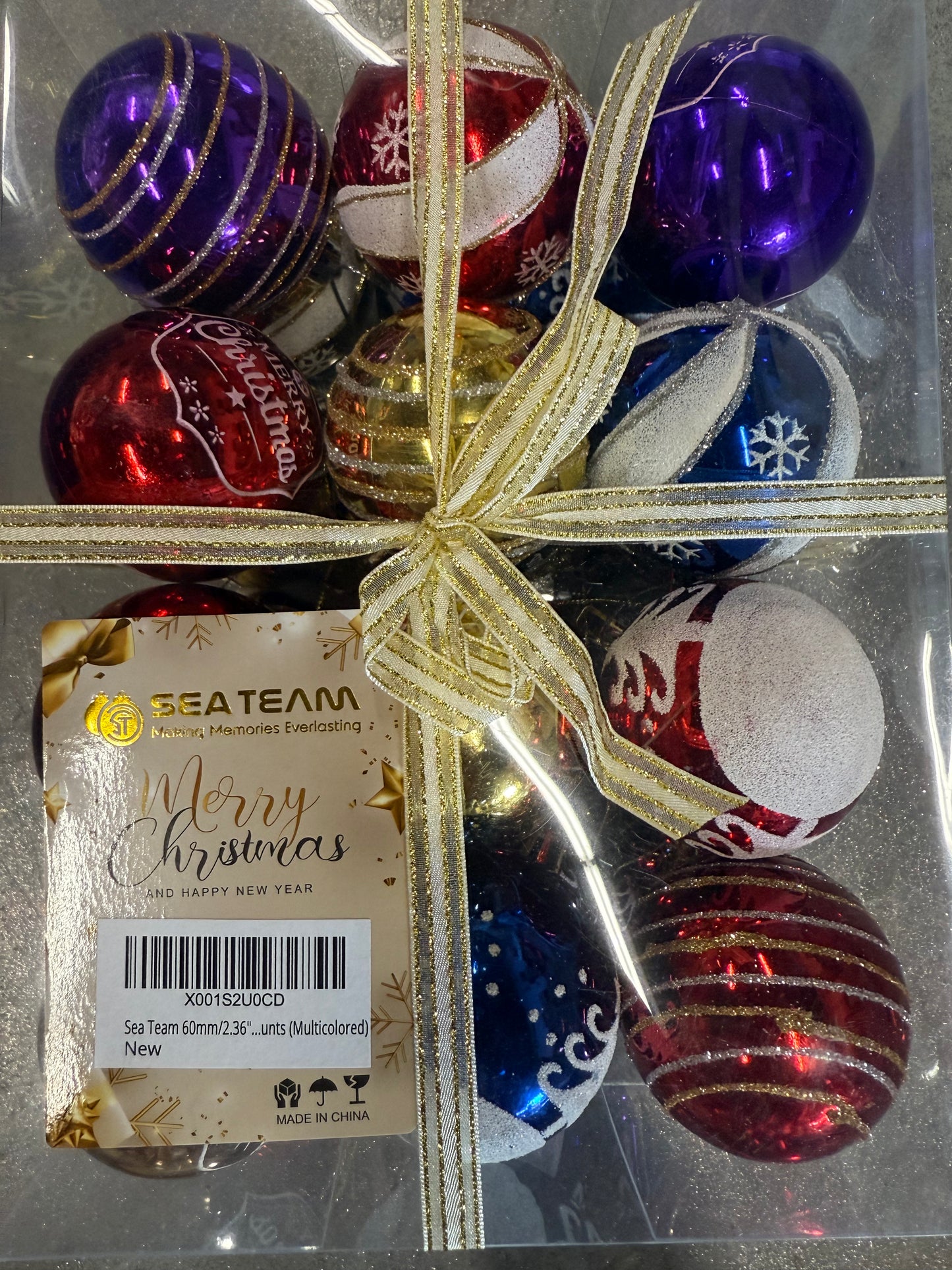 Sea Team 60mm/2.36" Delicate Painting & Glittering Shatterproof Christmas Ball Ornaments Decorative Hanging Christmas Ornaments Baubles Set for Xmas Tree - 24 Counts (mixed )