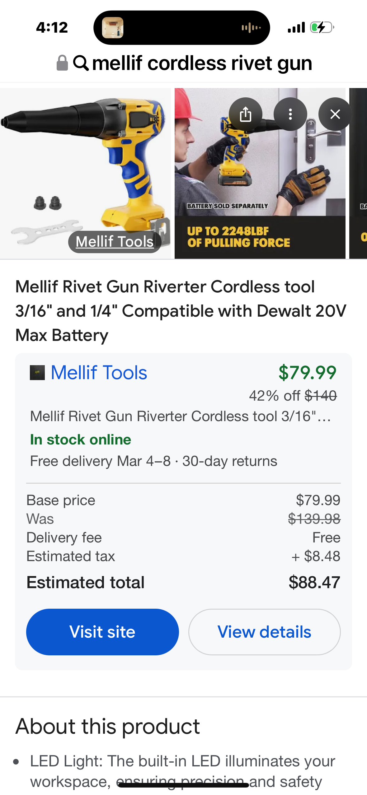 Mellif Rivet Gun Riverter Cordless tool Compatible with Dewalt 20V Max Battery
