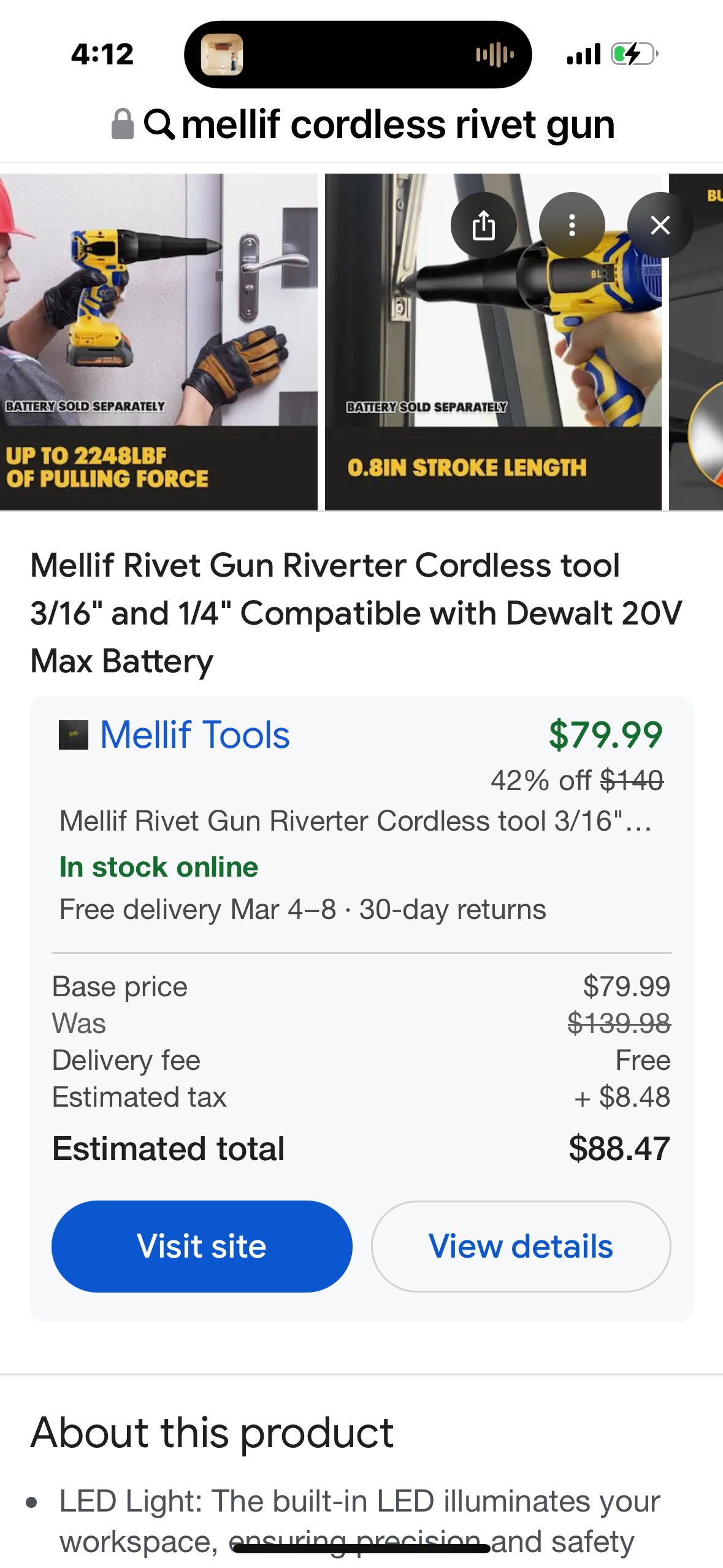 Mellif Rivet Gun Riverter Cordless tool Compatible with Dewalt 20V Max Battery