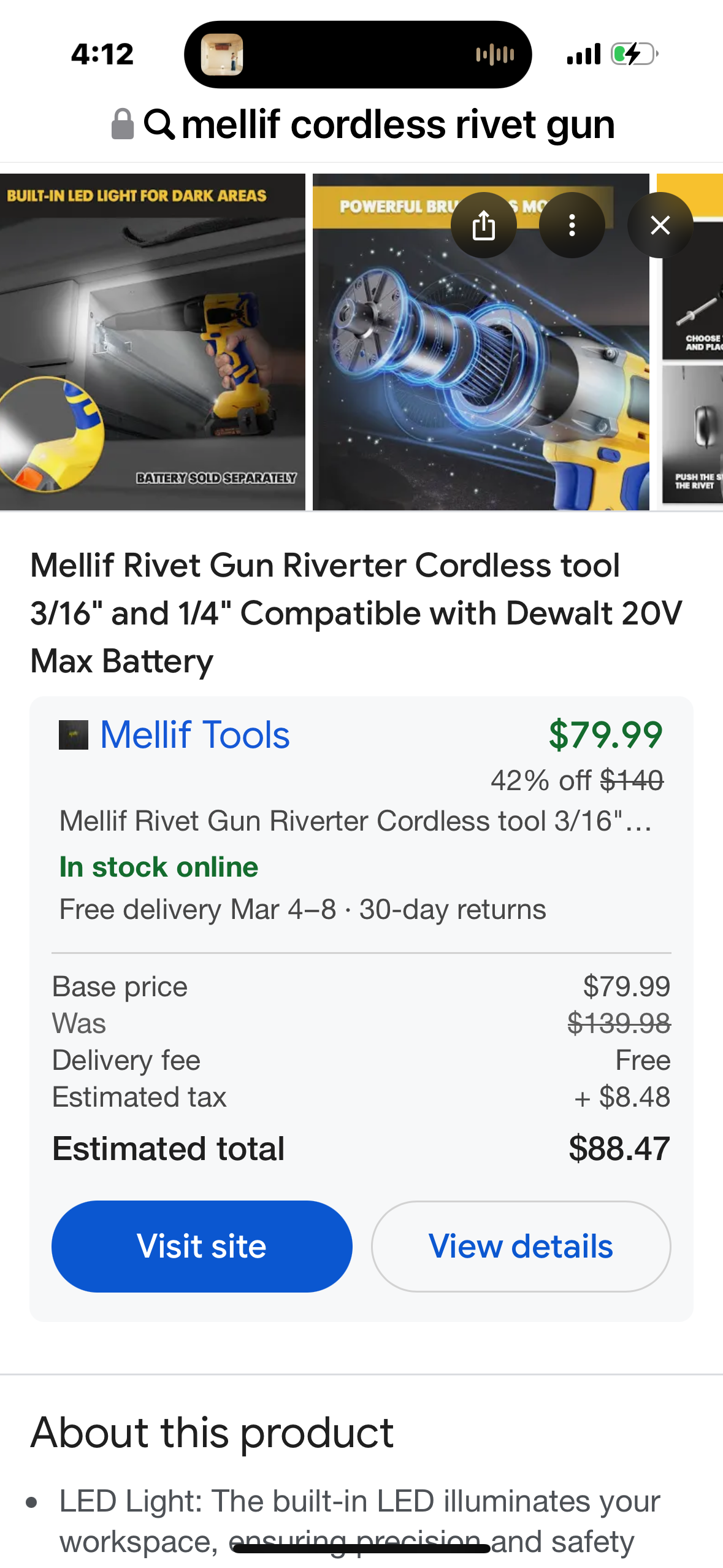 Mellif Rivet Gun Riverter Cordless tool Compatible with Dewalt 20V Max Battery