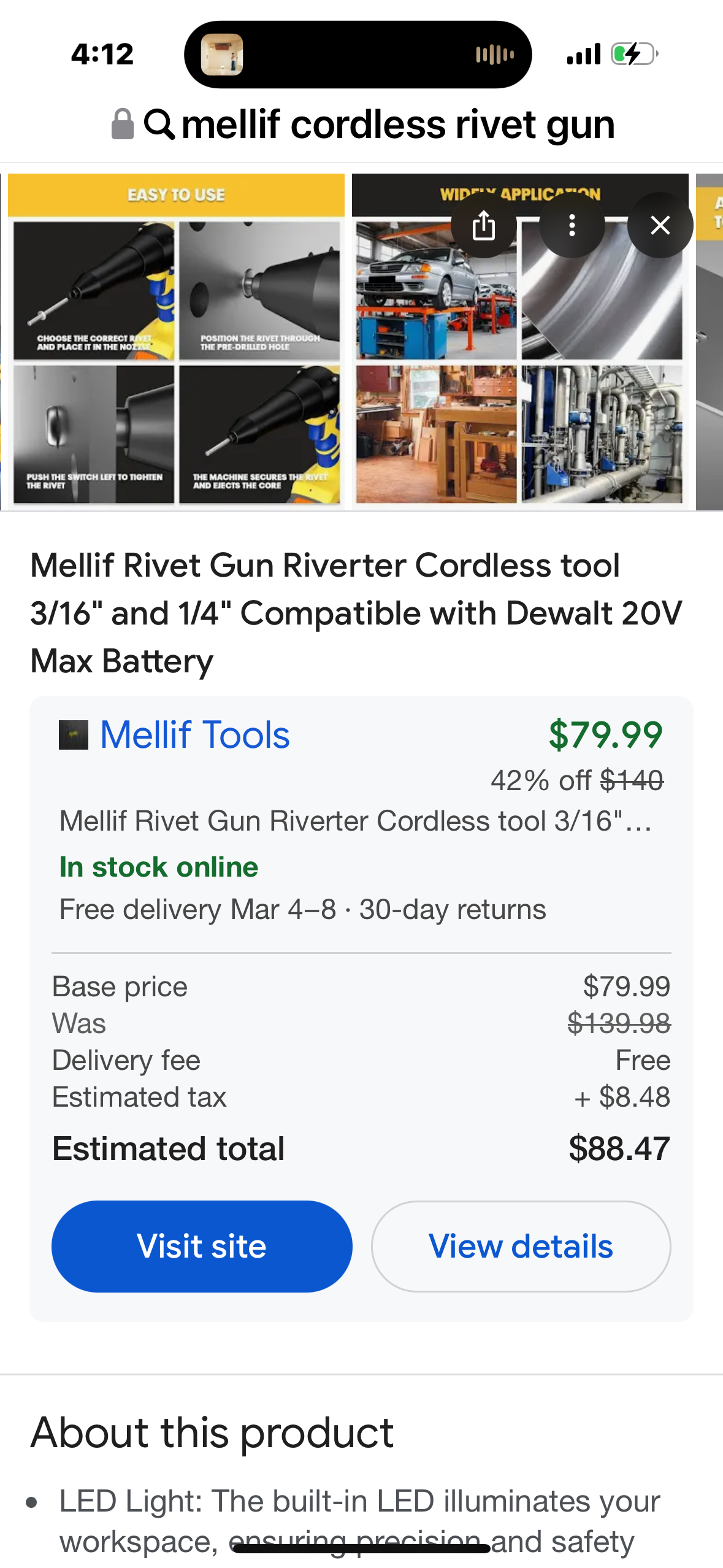 Mellif Rivet Gun Riverter Cordless tool Compatible with Dewalt 20V Max Battery