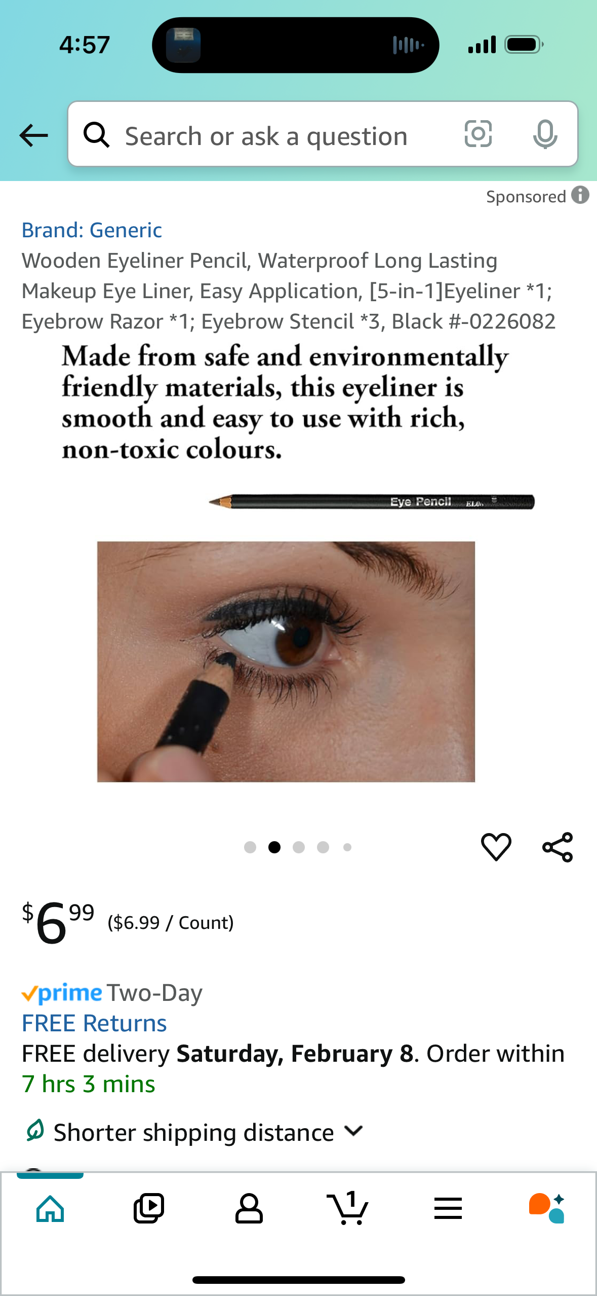 ‼️2 for 1 ‼️. Wooden Eyeliner Pencil, Waterproof Long Lasting Makeup Eye Liner, Easy Application, [5-in-1]Eyeliner *1; Eyebrow Razor *1; Eyebrow Stencil *3, Black #-0226082