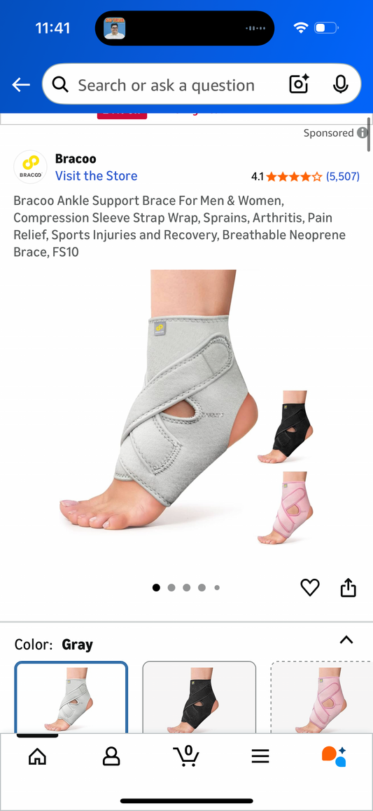Bracoo Ankle Support Brace For Men & Women, Compression Sleeve Strap Wrap, Sprains, Arthritis, Pain Relief, Sports Injuries and Recovery, Breathable Neoprene Brace, FS10
