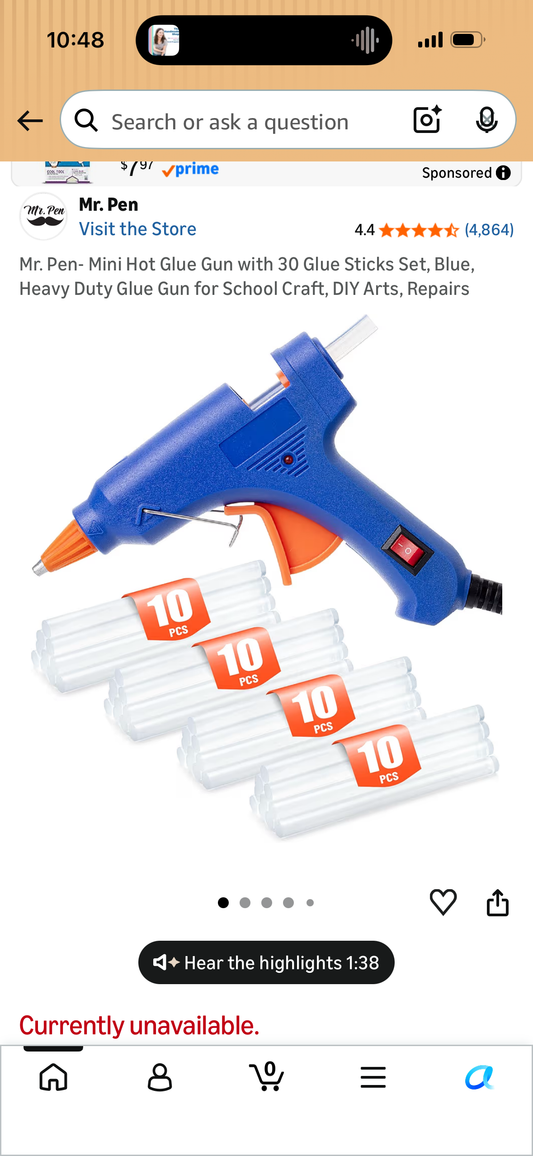 Mr. Pen- Mini Hot Glue Gun with 30 Glue Sticks Set, Blue, Heavy Duty Glue Gun for School Craft, DIY Arts, Repairs