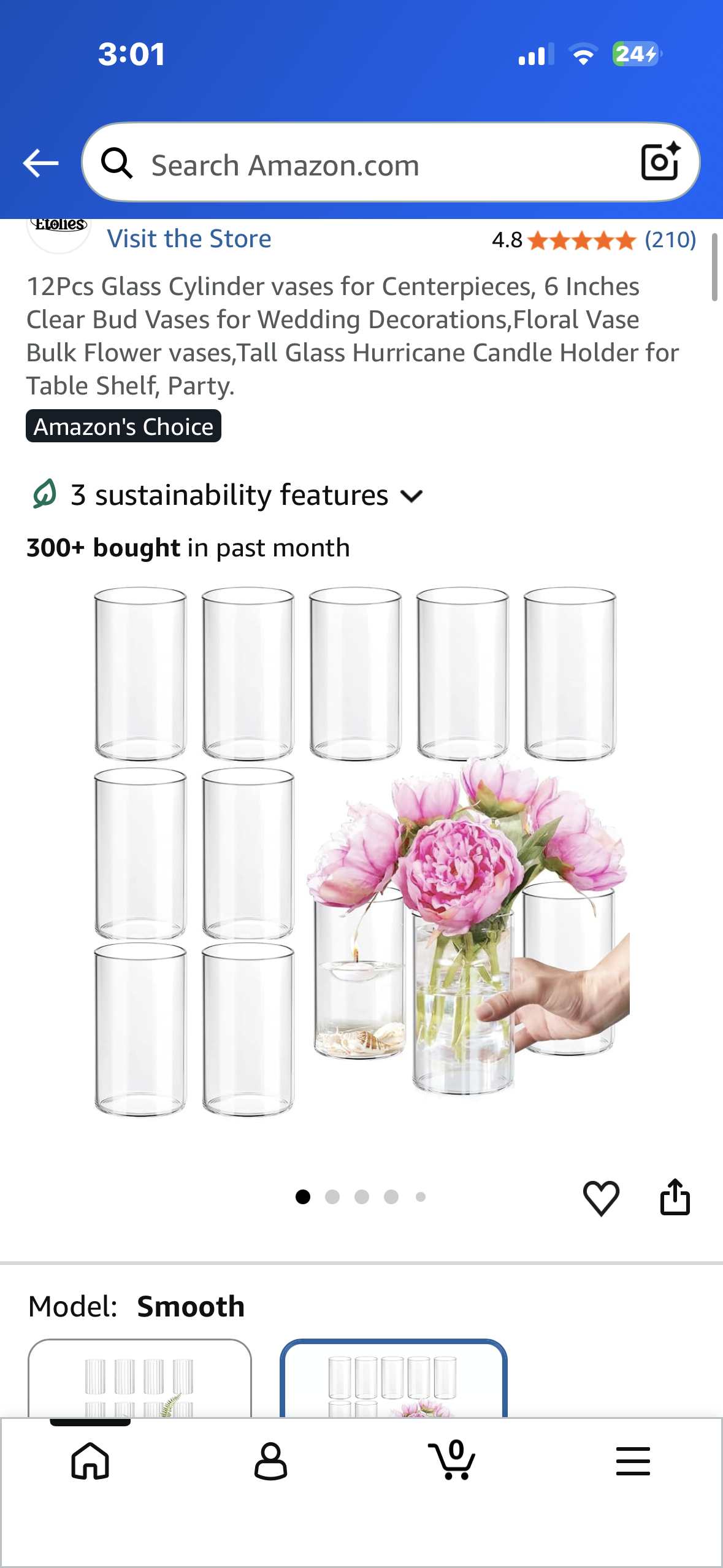 6 Piece, Glass Cylinder Vases for Centerpieces, 6 Inches Clear Bud Vases for Wedding Decorations, Floral Vase Bulk Flower vases,Tall Glass Hurricane Candle Holder for Table Shelf, Party.
