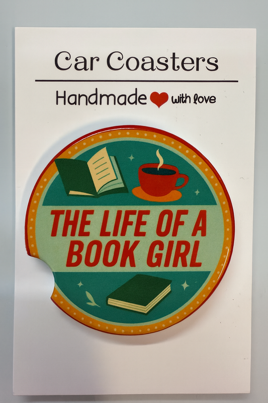 The Life of a Book Girl Car Coaster in Gift Bag