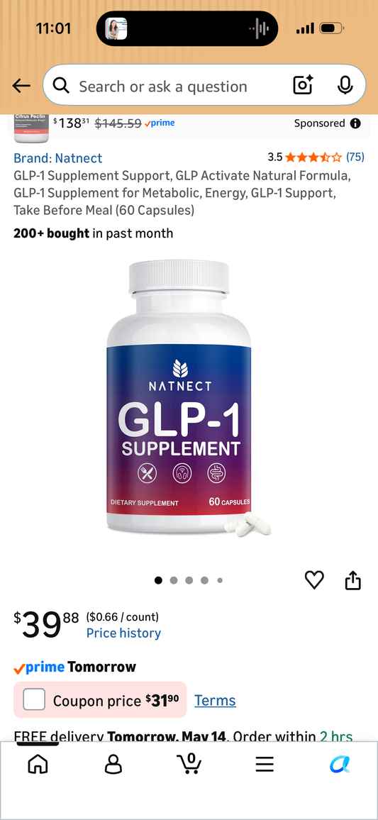 GLP-1 Supplement Support, GLP Activate Natural Formula, GLP-1 Supplement for Metabolic, Energy, GLP-1 Support, Take Before Meal (60 Capsules)