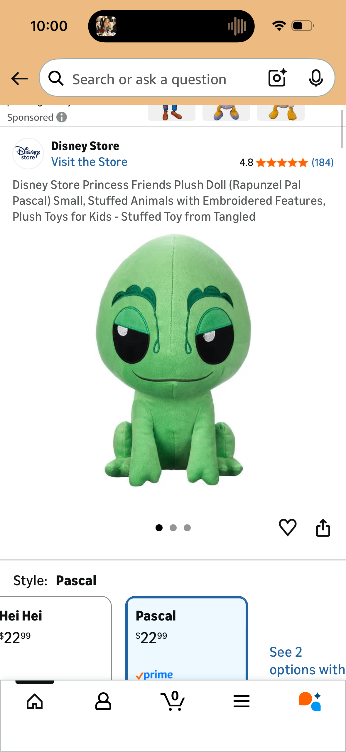 Disney Store Princess Friends Plush Doll (Rapunzel Pal Pascal) Small, Stuffed Animals with Embroidered Features, Plush Toys for Kids - Stuffed Toy from Tangled