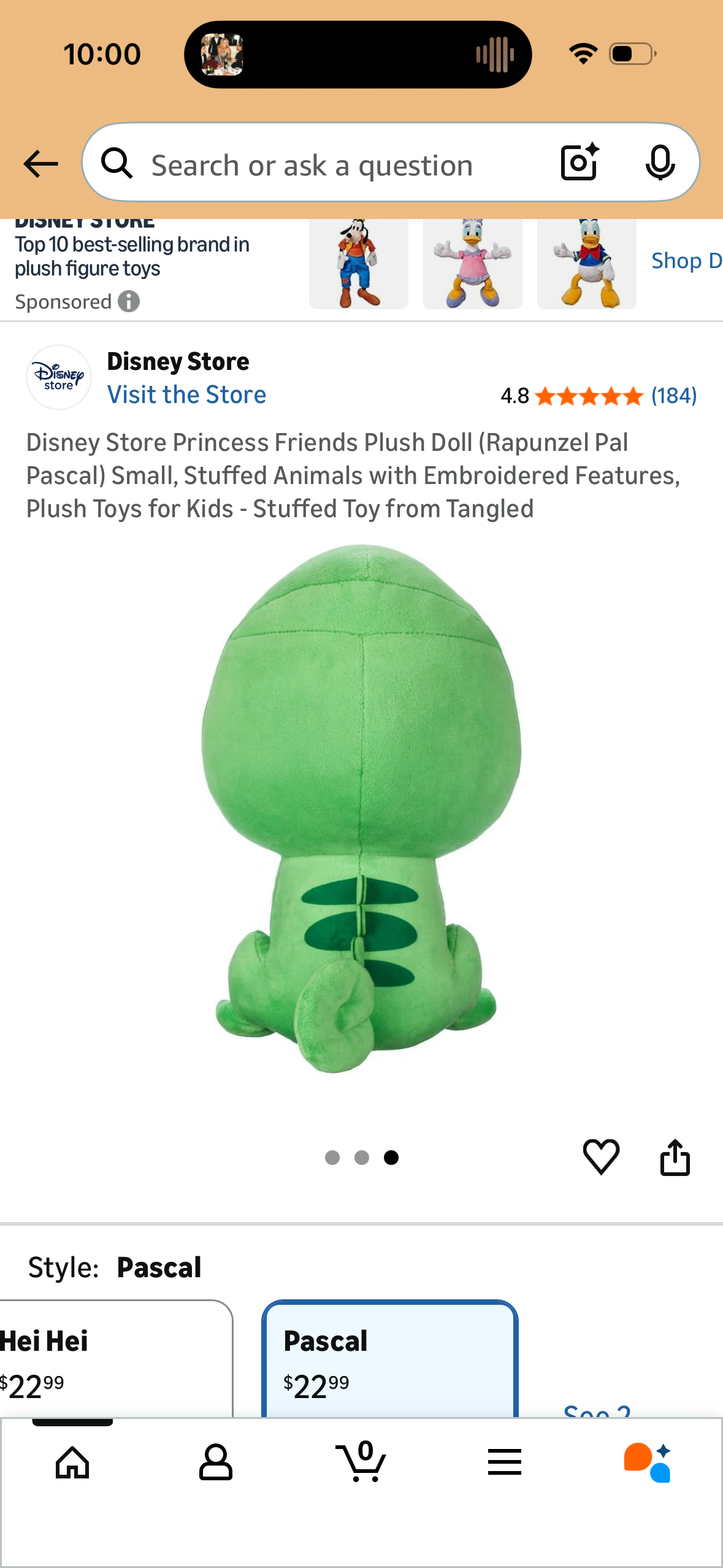 Disney Store Princess Friends Plush Doll (Rapunzel Pal Pascal) Small, Stuffed Animals with Embroidered Features, Plush Toys for Kids - Stuffed Toy from Tangled
