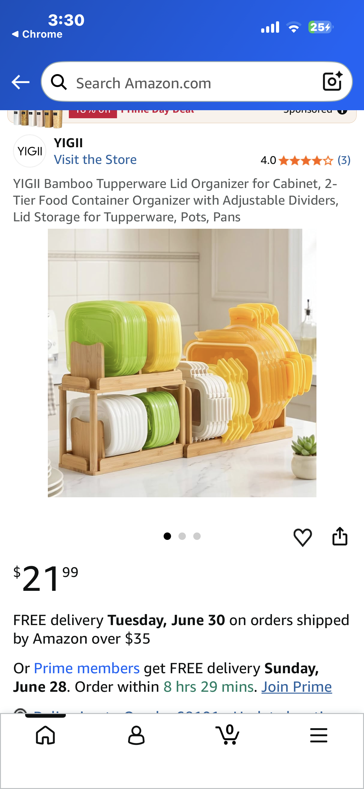 YIGII Bamboo Tupperware Lid Organizer for Cabinet, 2-Tier Food Container Organizer with Adjustable Dividers, Lid Storage for Tupperware, Pots, Pans