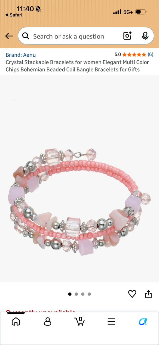 Crystal Stackable Bracelets for women Elegant Multi Color Chips Bohemian Beaded Coil Bangle Bracelets for Gifts