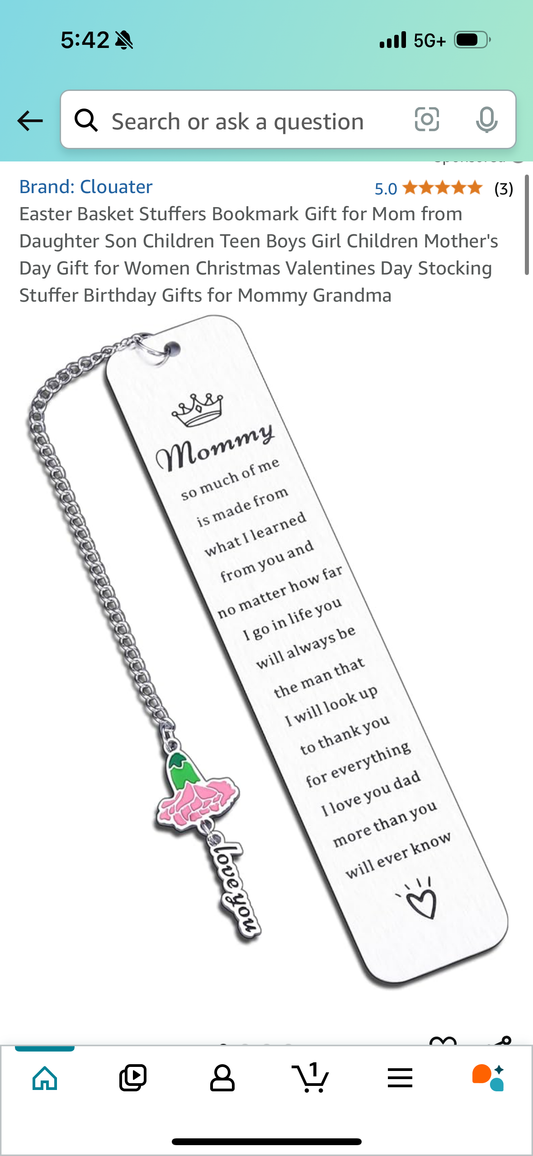 Bookmark Gift for Mom