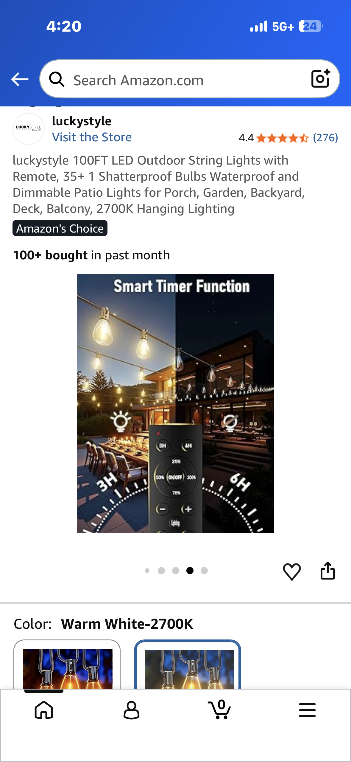 100FT LED Outdoor String Lights with Remote, 35+ 1 Shatterproof Bulbs Waterproof and Dimmable Patio Lights for Porch, Garden, Backyard, Deck, Balcony, 2700K Hanging Lighting