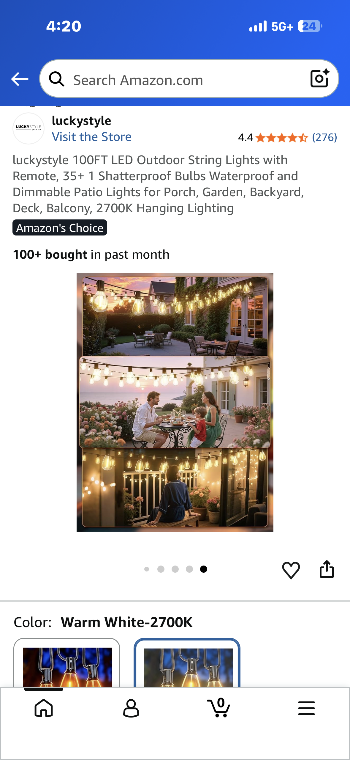 100FT LED Outdoor String Lights with Remote, 35+ 1 Shatterproof Bulbs Waterproof and Dimmable Patio Lights for Porch, Garden, Backyard, Deck, Balcony, 2700K Hanging Lighting