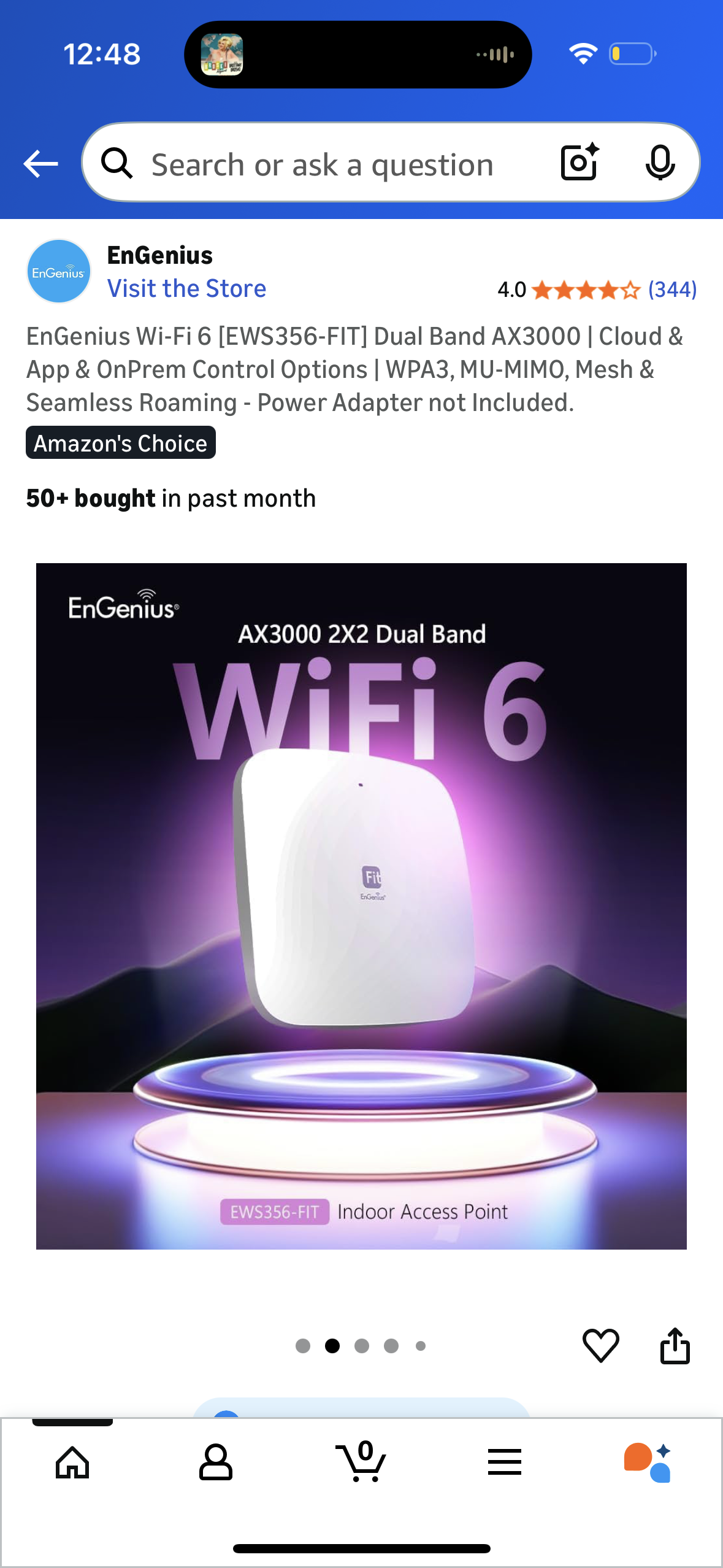 EnGenius Wi-Fi 6 [EWS356-FIT] Dual Band AX3000 | Cloud & App & OnPrem Control Options | WPA3, MU-MIMO, Mesh & Seamless Roaming - Power Adapter not Included.