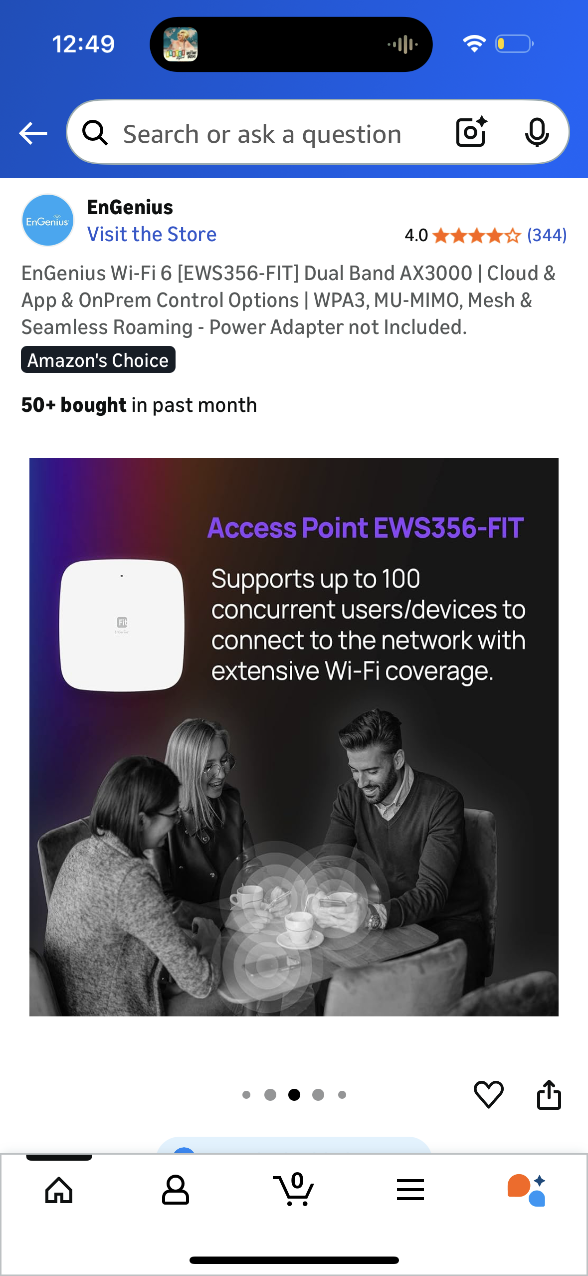 EnGenius Wi-Fi 6 [EWS356-FIT] Dual Band AX3000 | Cloud & App & OnPrem Control Options | WPA3, MU-MIMO, Mesh & Seamless Roaming - Power Adapter not Included.