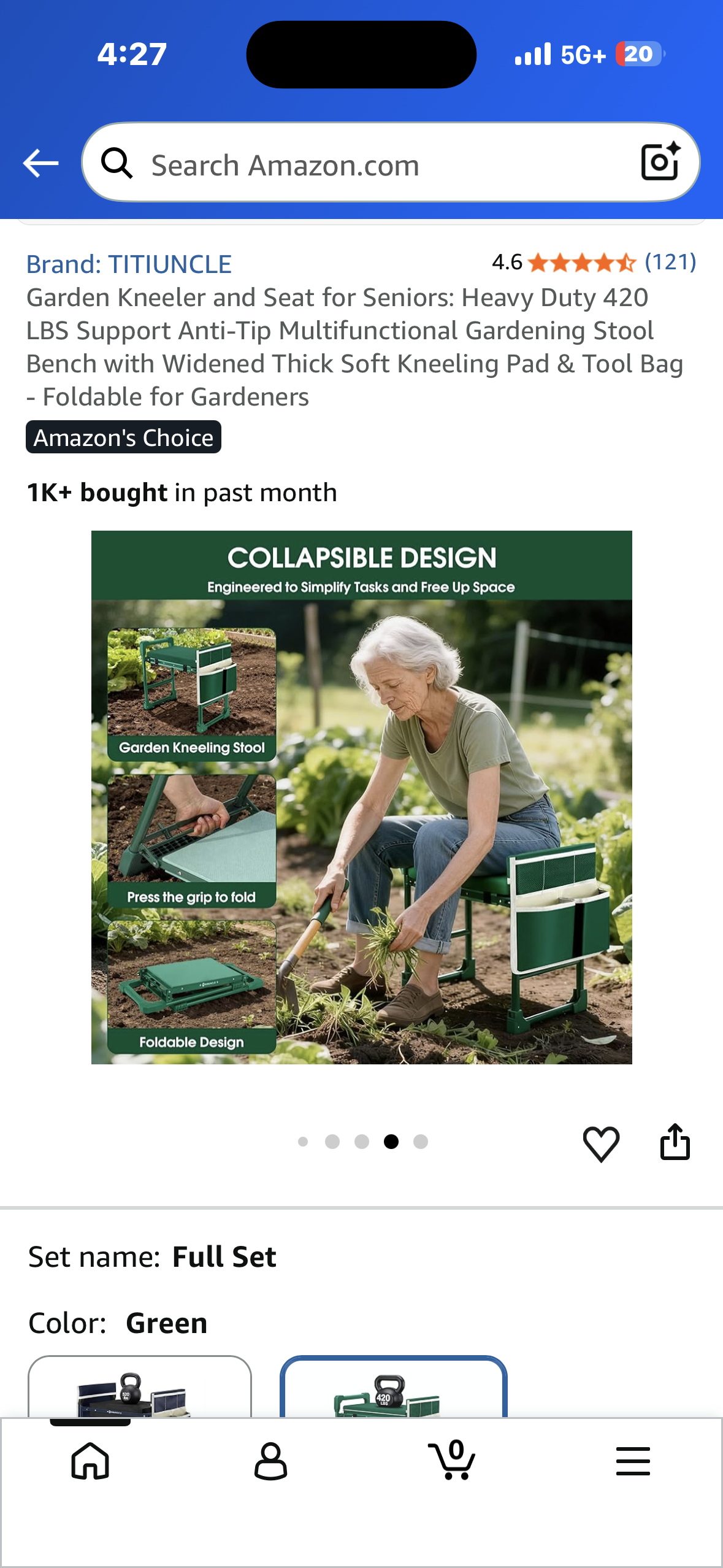 Garden Kneeler and Seat for Seniors: Heavy Duty 420 LBS Support Anti-Tip Multifunctional Gardening Stool Bench with Widened Thick Soft Kneeling Pad & Tool Bag - Foldable for Gardeners