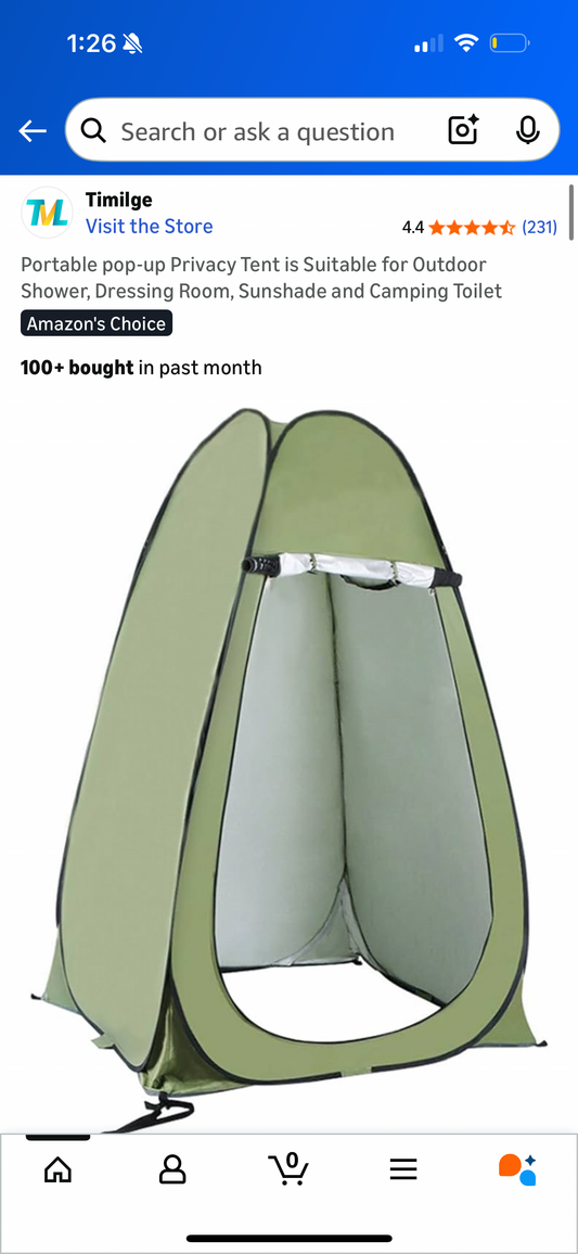 Portable pop-up Privacy Tent is Suitable for Outdoor Shower, Dressing Room, Sunshade and Camping Toilet