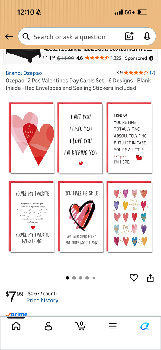 Ozepao 12 Pcs Valentines Day Cards Set - 6 Designs - Blank Inside - Red Envelopes and Sealing Stickers Included